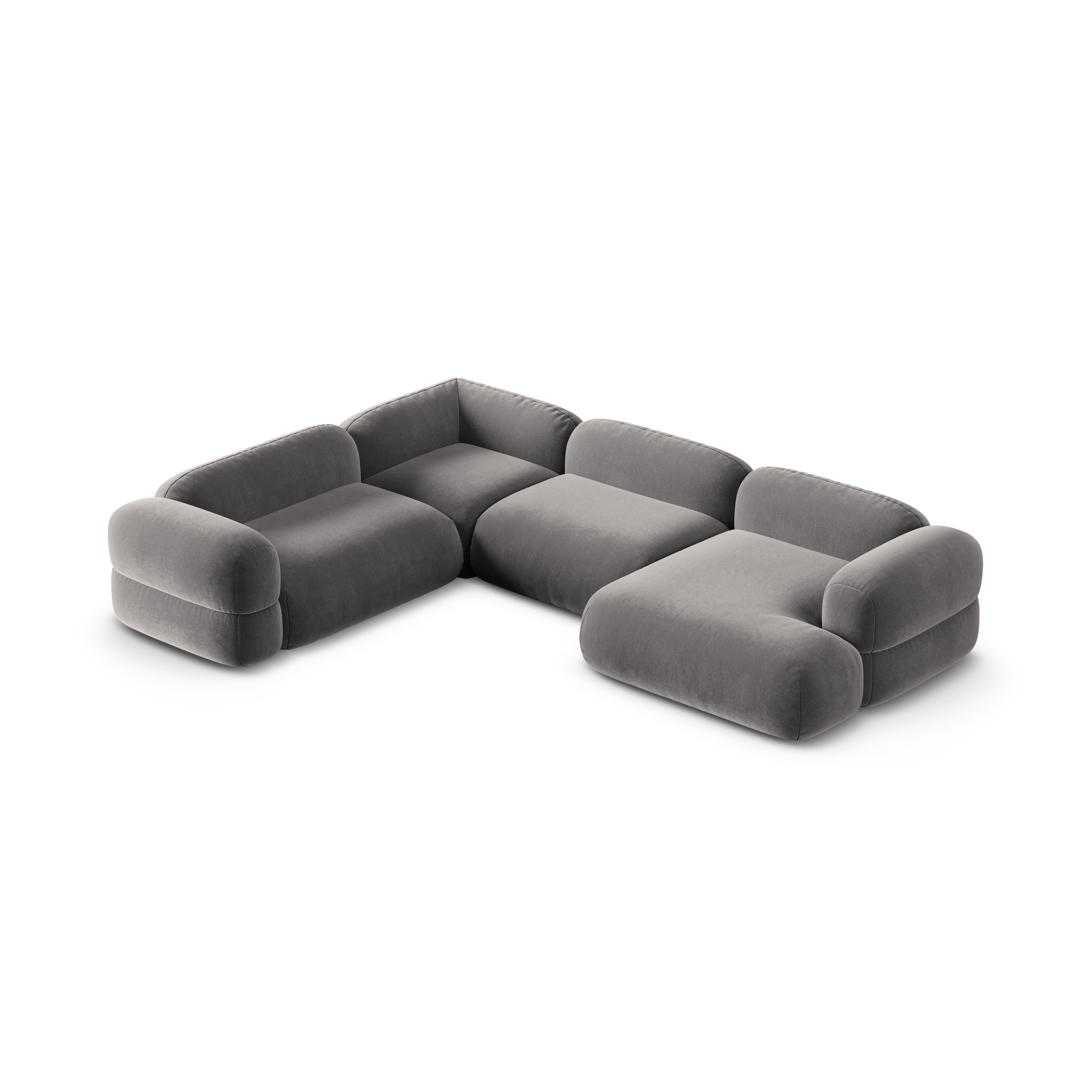 Left-facing U-shaped velvet corner sofa ROGER gray