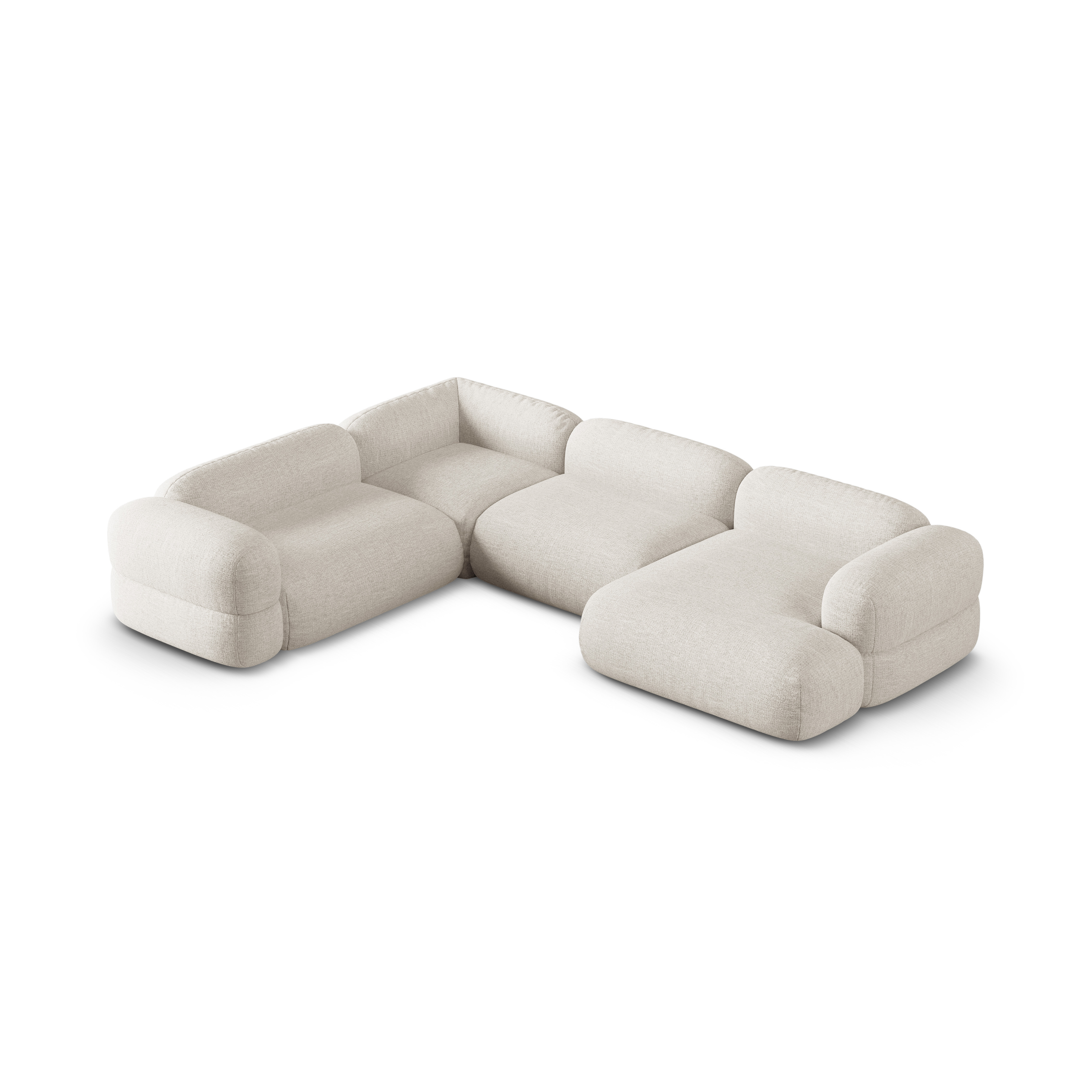 Left-facing U-shaped Corner Sofa ROGER beige chenille