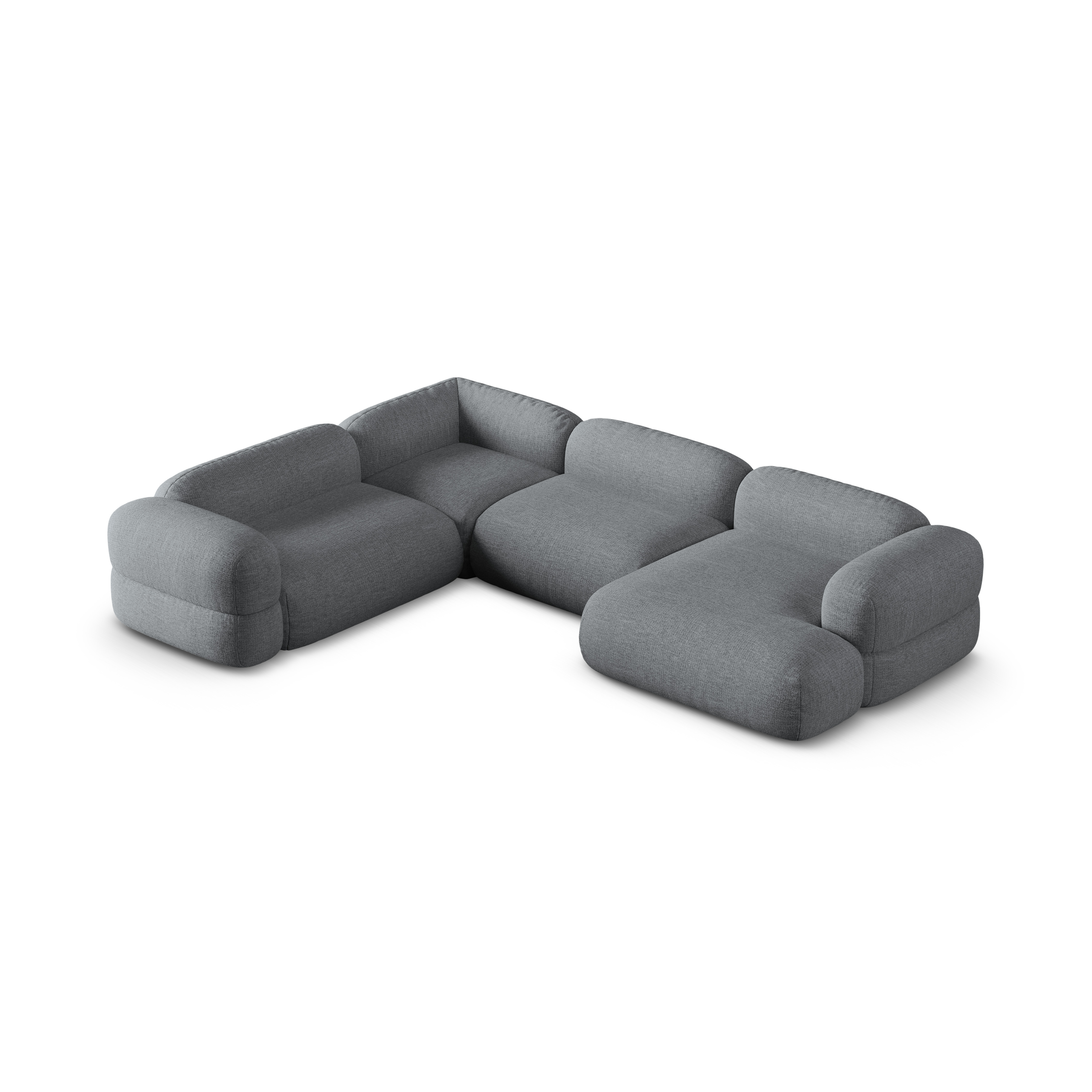 Left-facing U-shaped sofa ROGER gray chenille