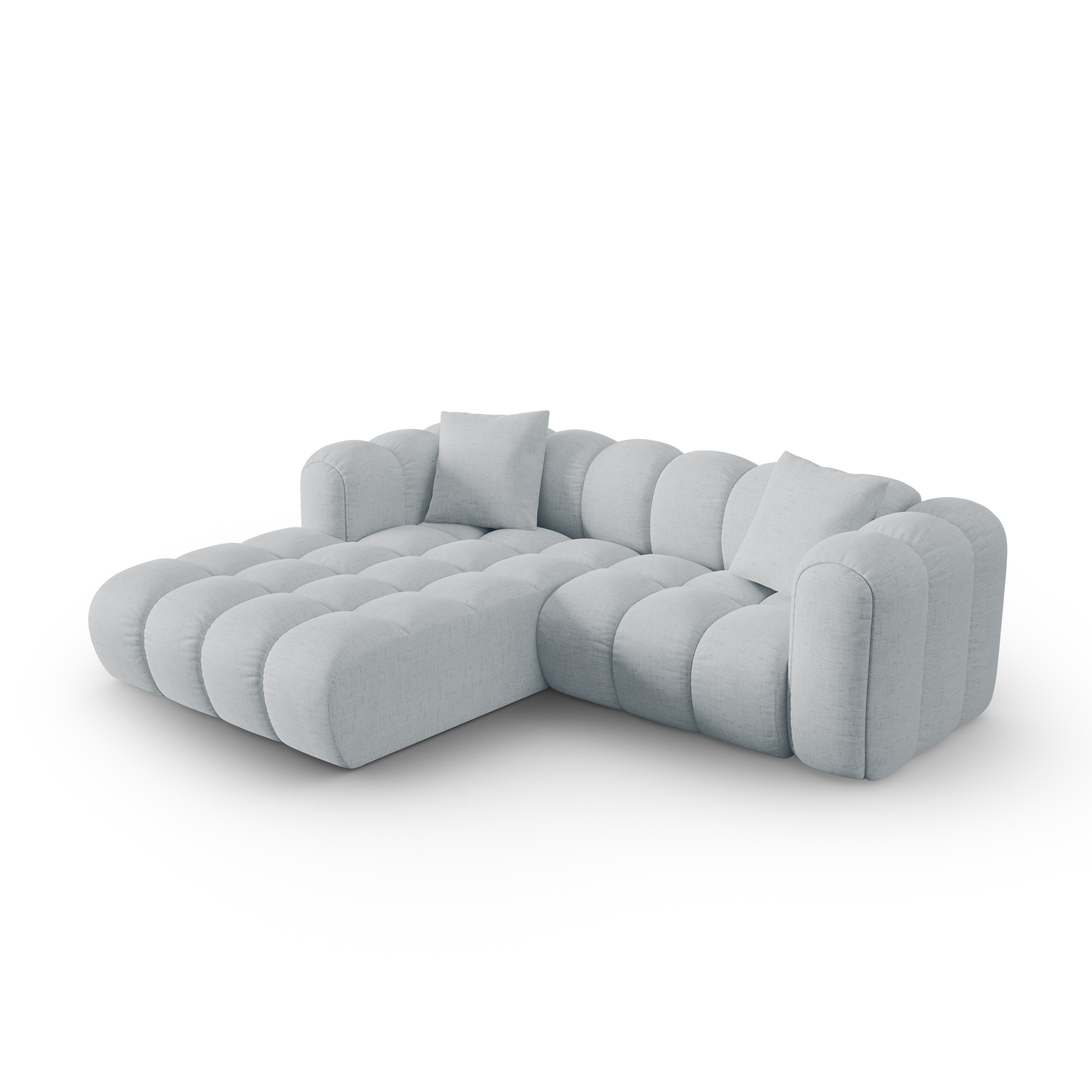 Left-facing 3-seater corner sofa ASTRO light gray chenille