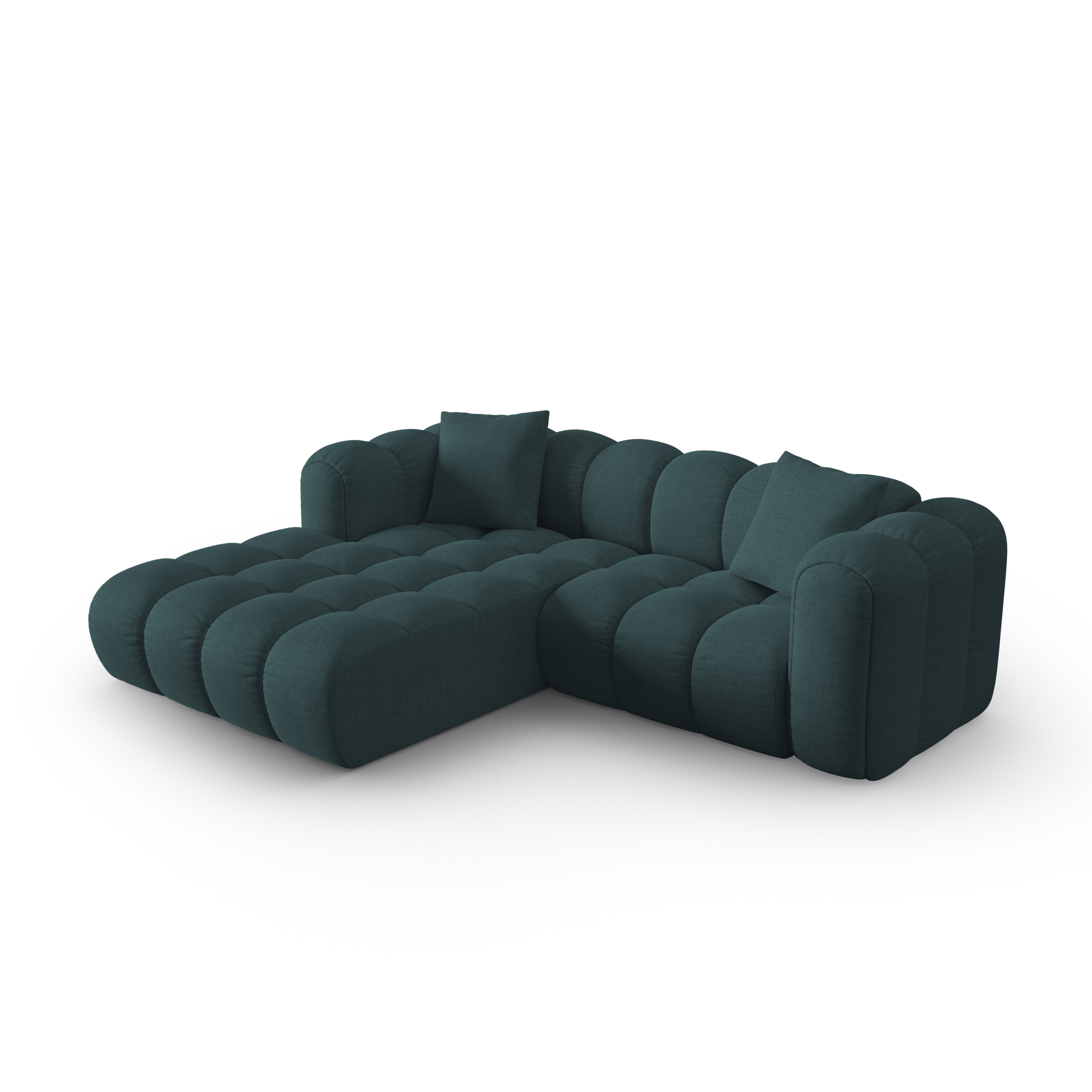 Left-facing 3-seater corner sofa ASTRO turquoise chenille