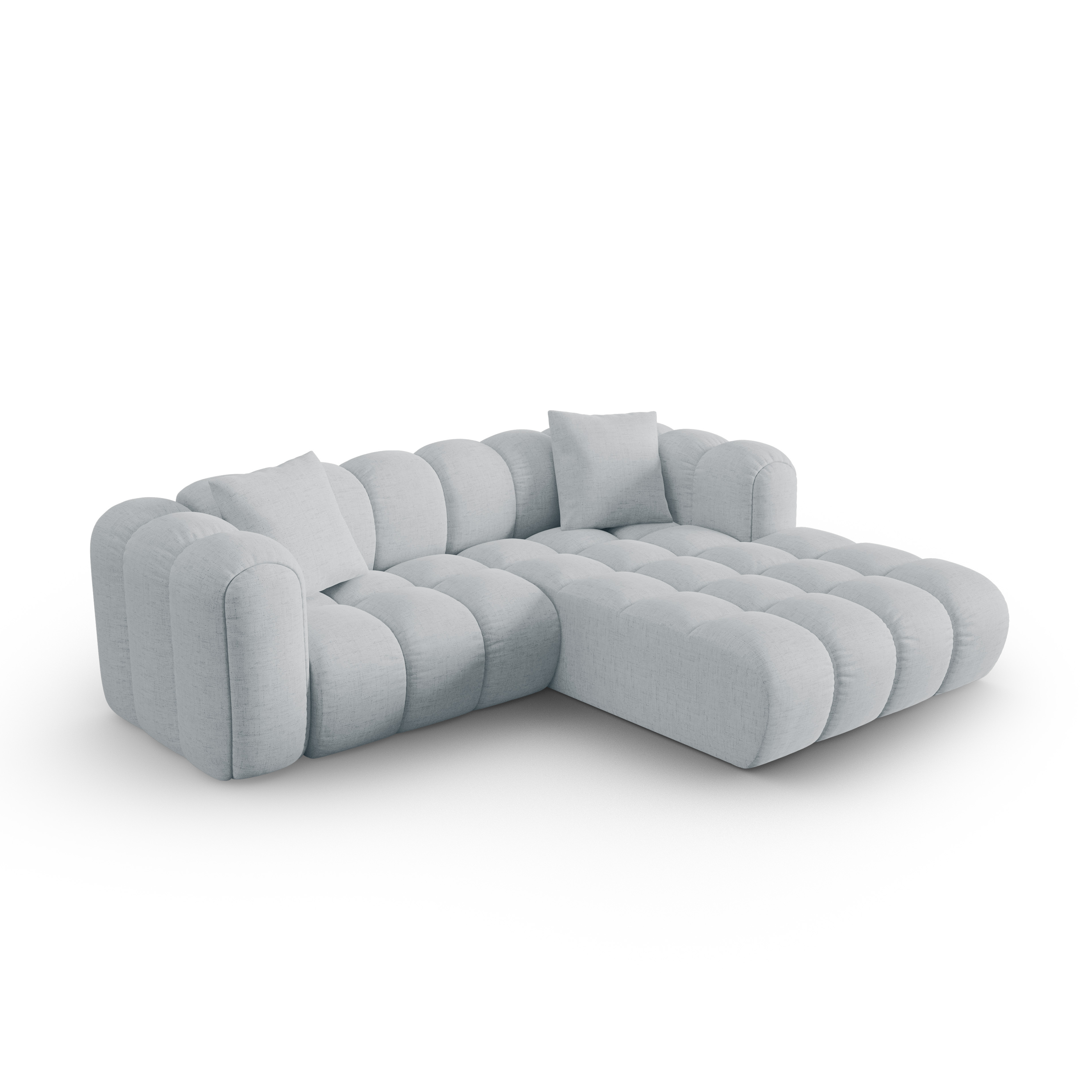 Right-facing 3-seater corner sofa ASTRO light gray chenille