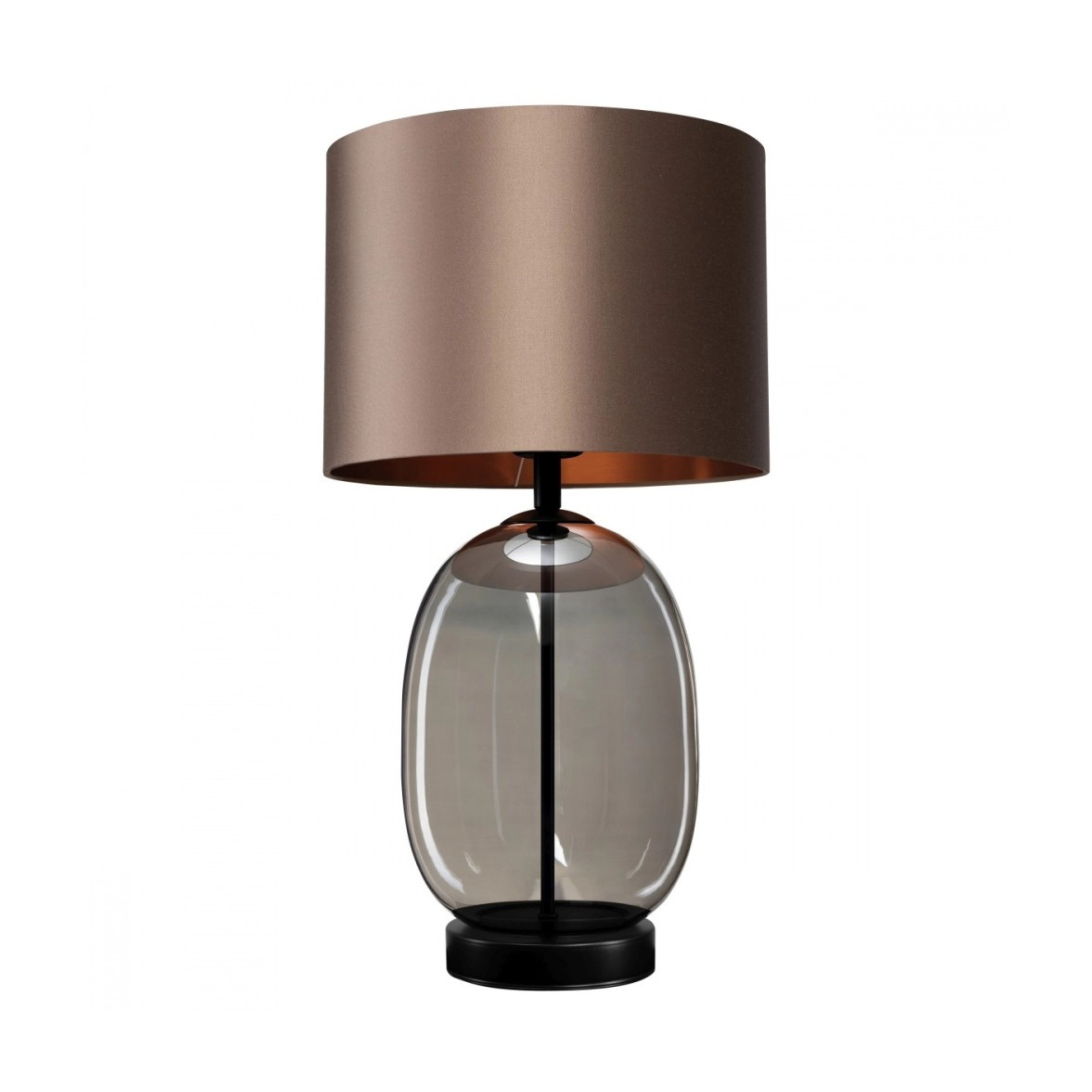 SALVADOR table lamp with smoked glass, brown shade, and black finish