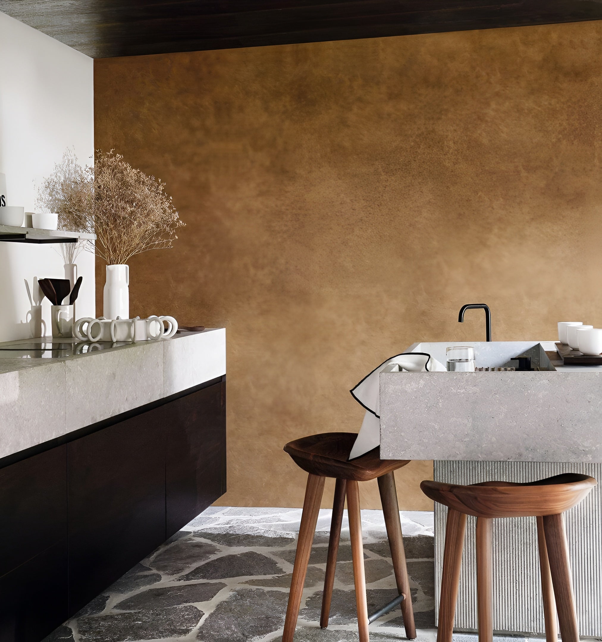 Textured wallpaper resembling canvas ARGILE - DARK TAUPE warm taupe