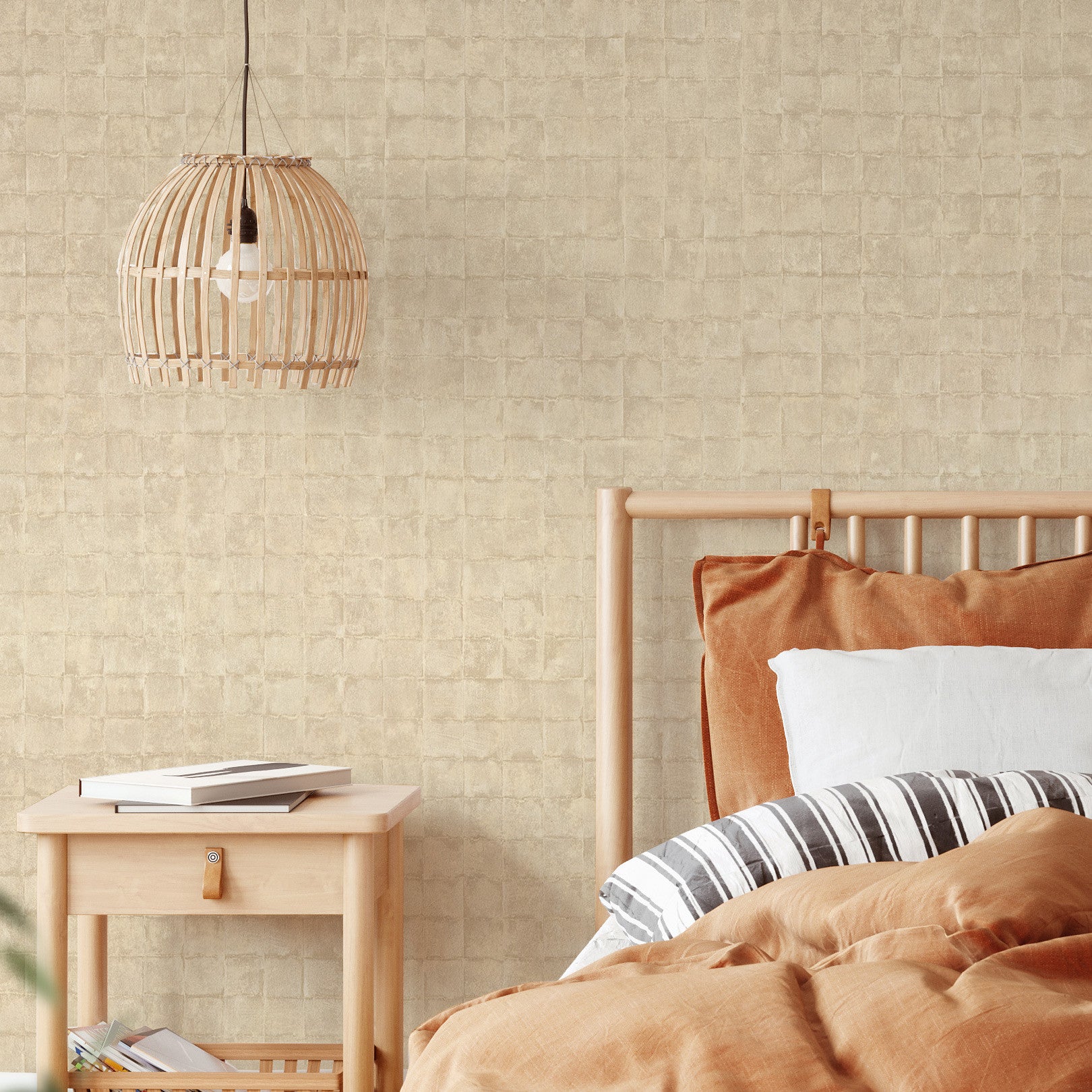 Tapeta strukturalna imitująca płytki FAENZA - SABLE beżowy – Casamance