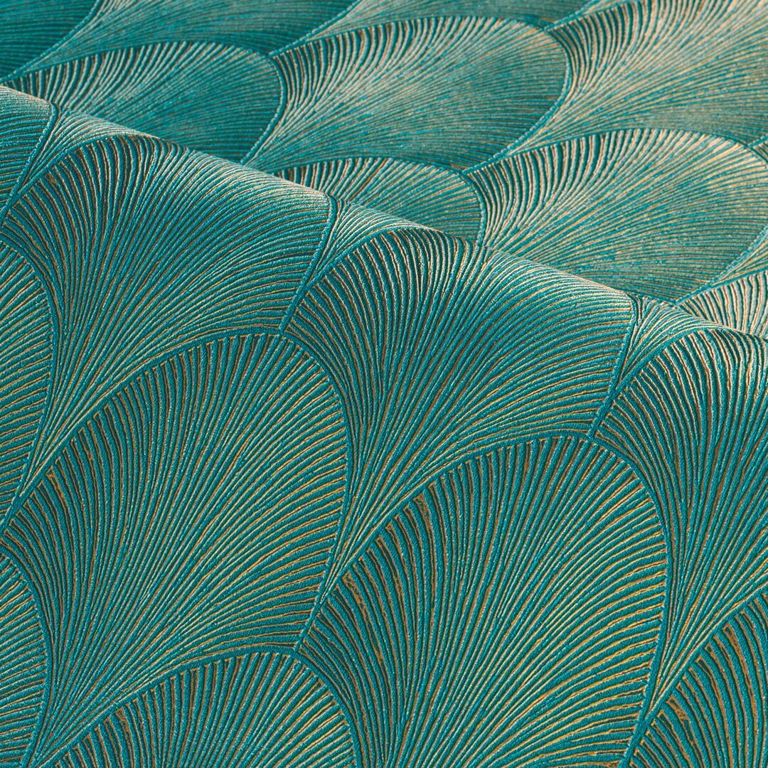 Metalltapete mit geometrischem Muster TOURMALINE - EMERAUDE/DORE smaragdgrün mit Gold