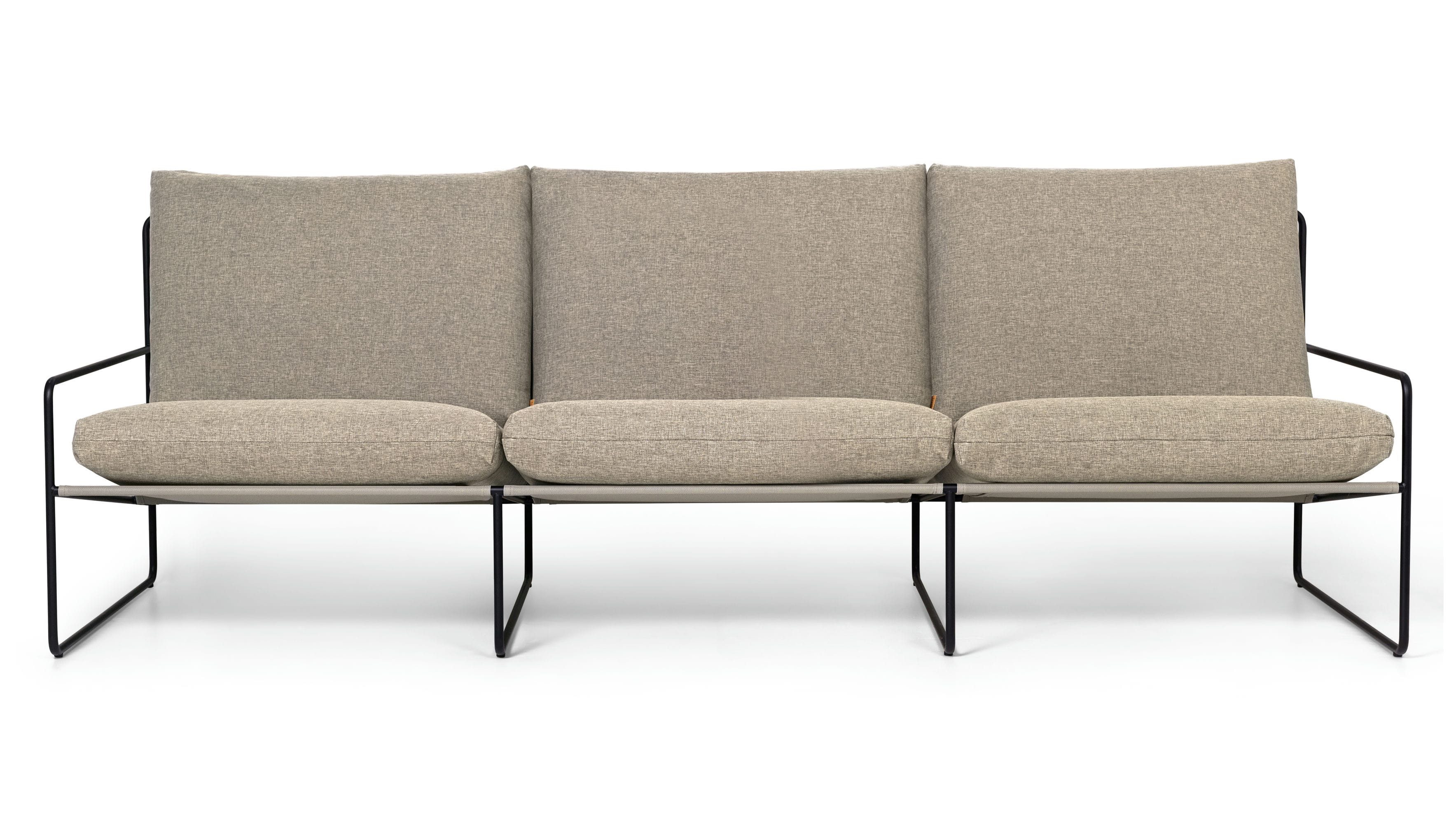 Sofa 3-sitzig für den Außenbereich DESERT beige mit schwarzem Gestell