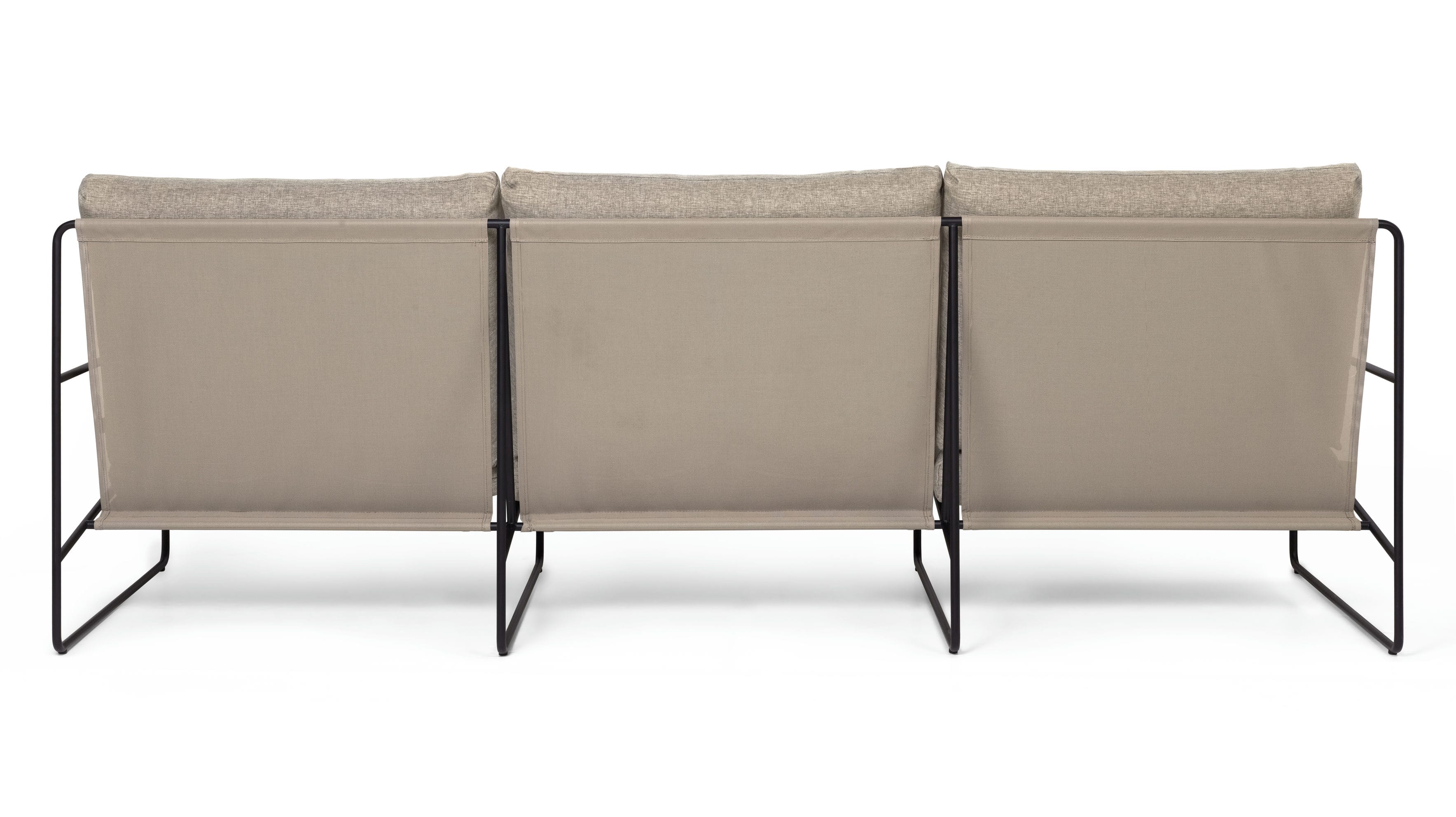Sofa 3-sitzig für den Außenbereich DESERT beige mit schwarzem Gestell