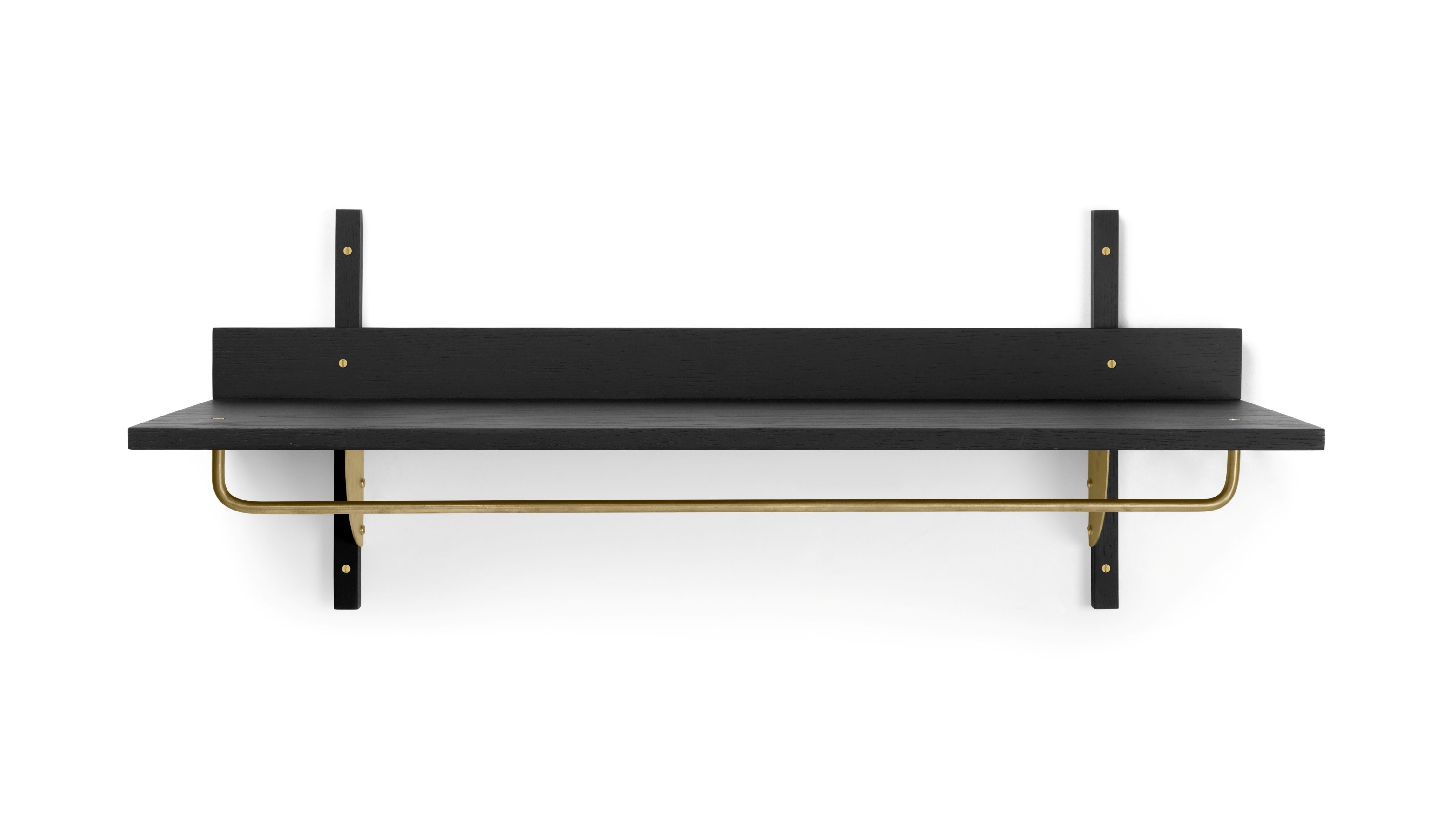 SECTOR RACK SHELF Regal mit Aufhänger, schwarzes Eschenfurnier mit Messing-Finish
