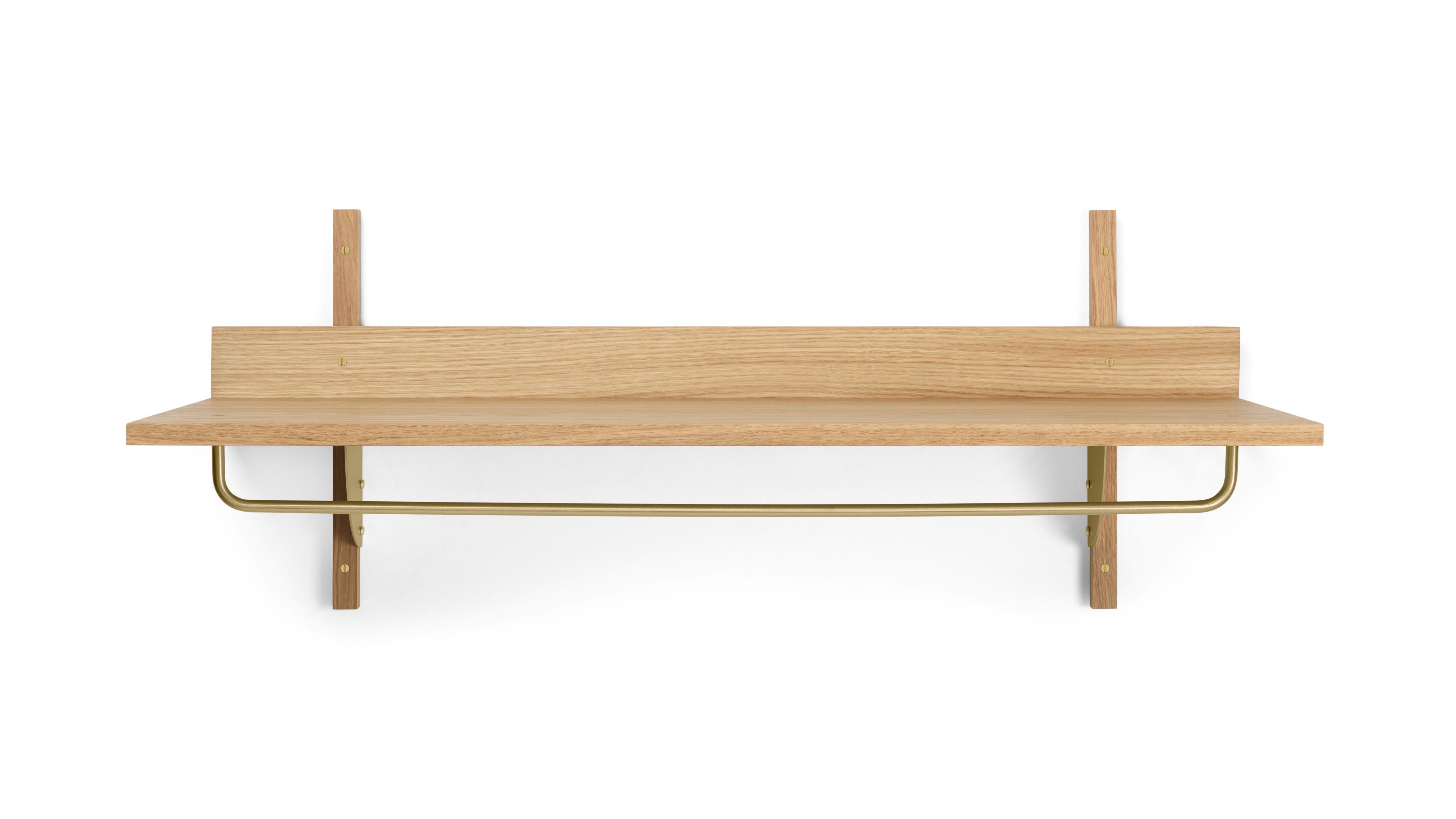 SECTOR RACK SHELF with oak veneer and brass finish