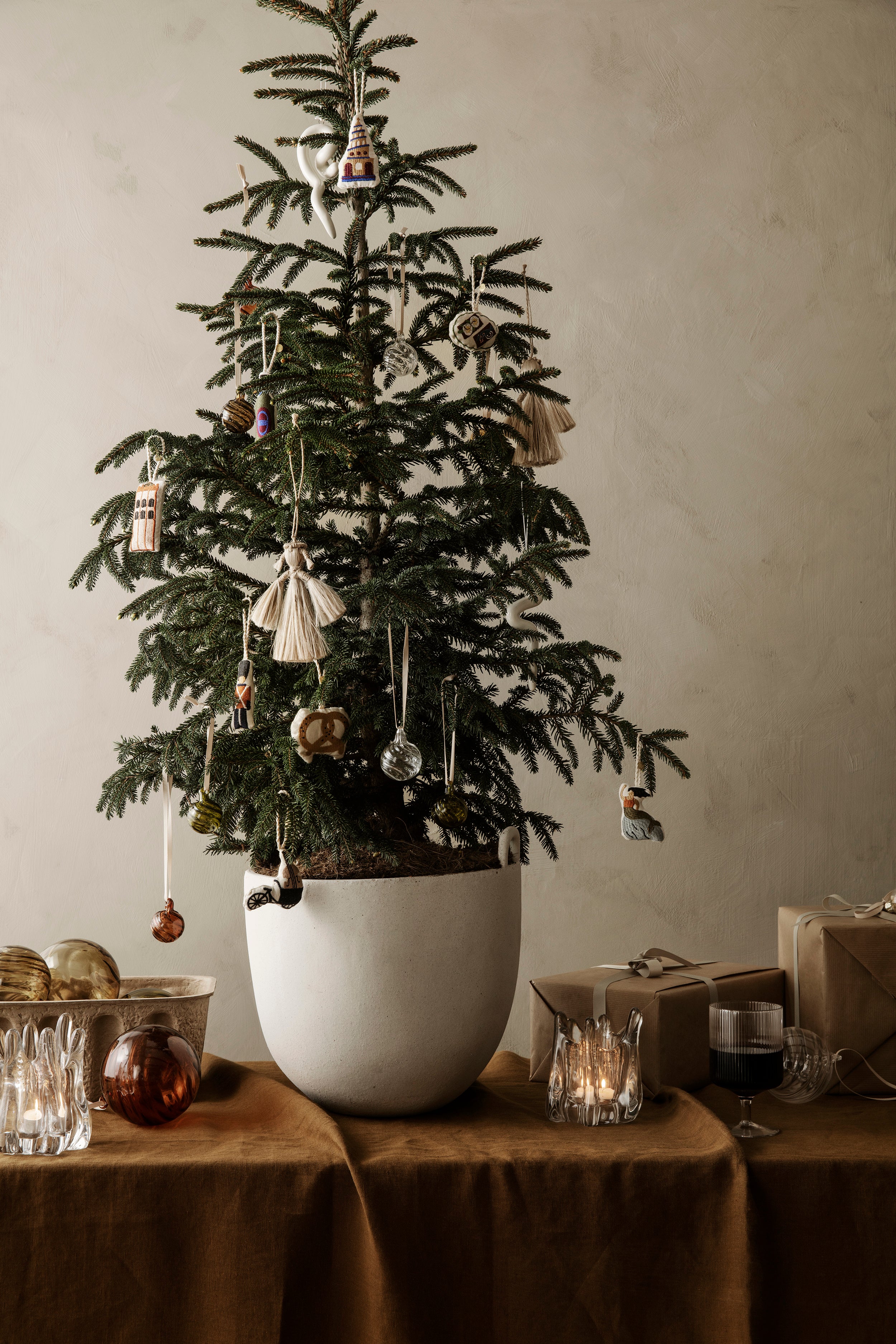 Set von Weihnachtsbaumdekorationen WING ANGELS Jute