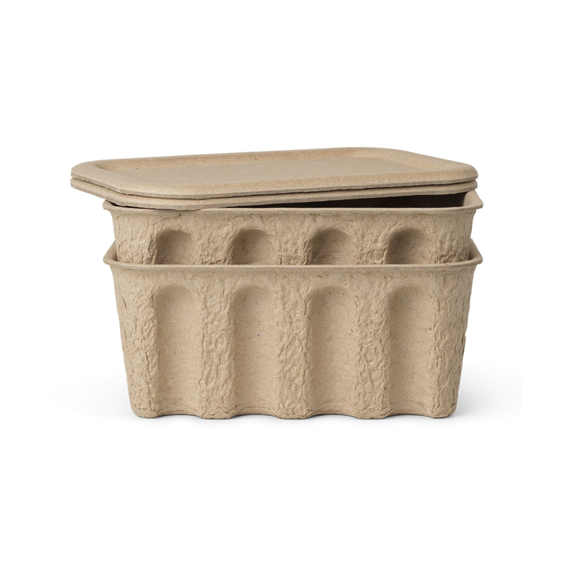 Aufbewahrungsboxen-Set PAPER PULP BOX beige