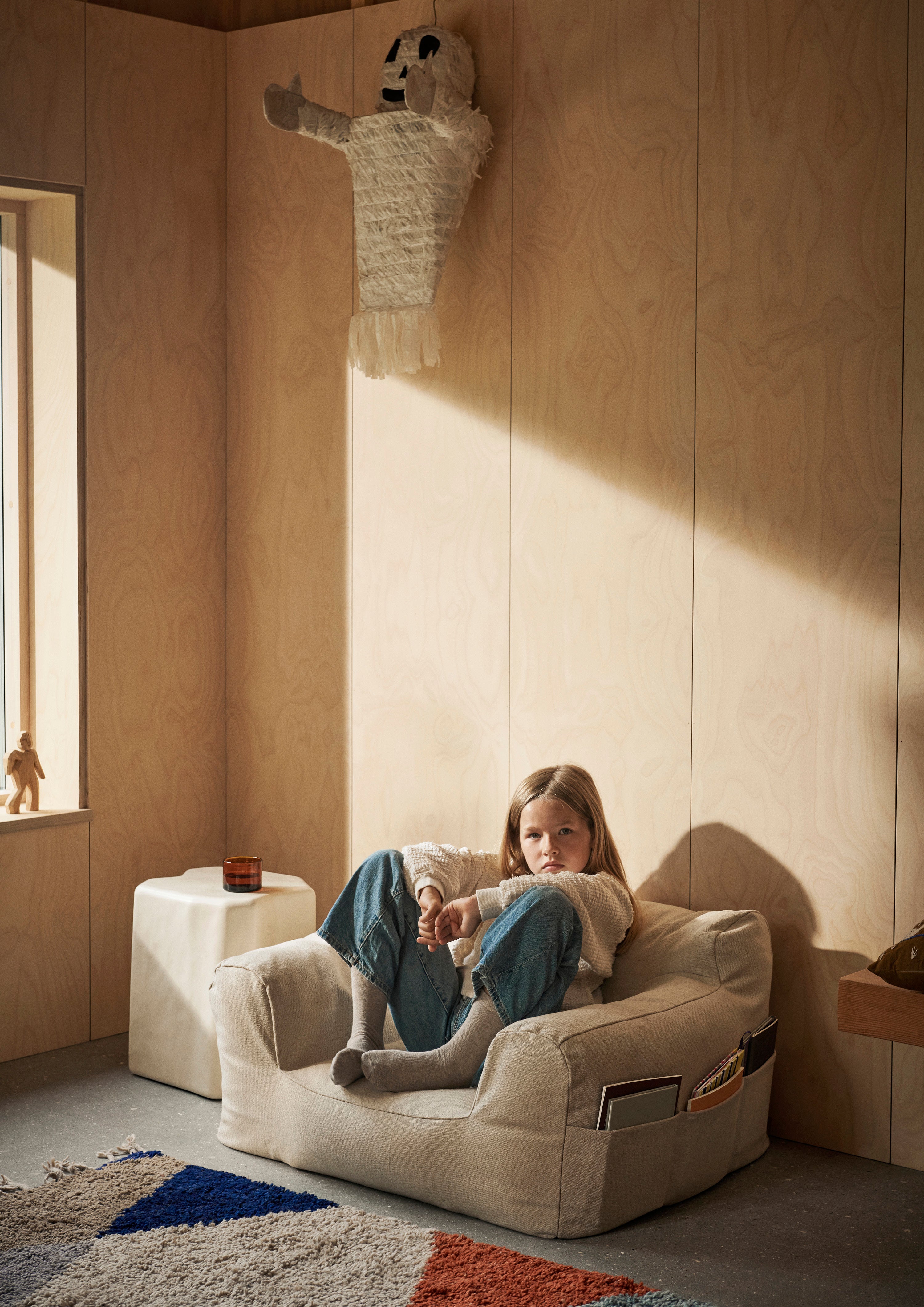 Children's armchair BILLOW BEAN BAG broken white