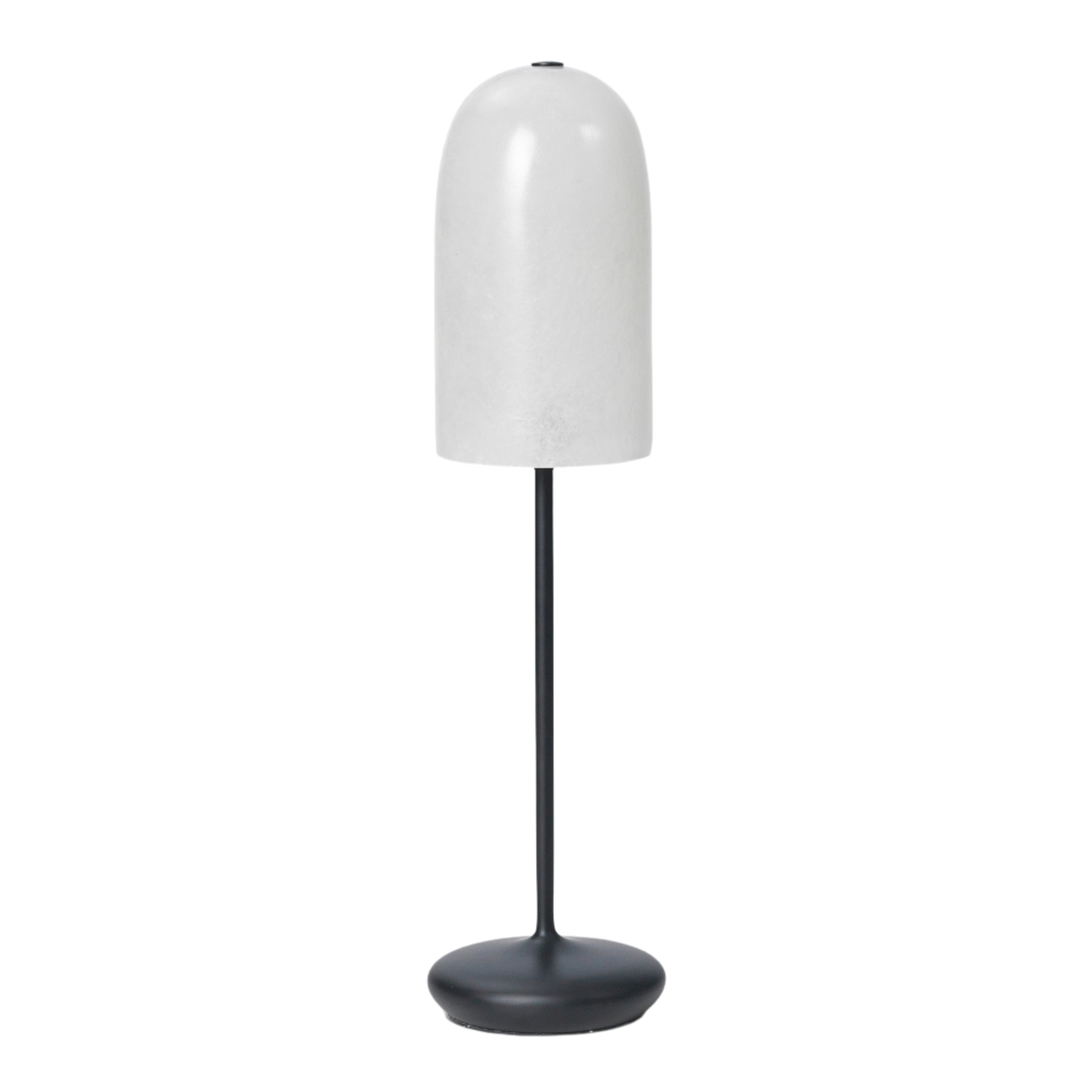 Outdoor table lamp GRY white shade with black base