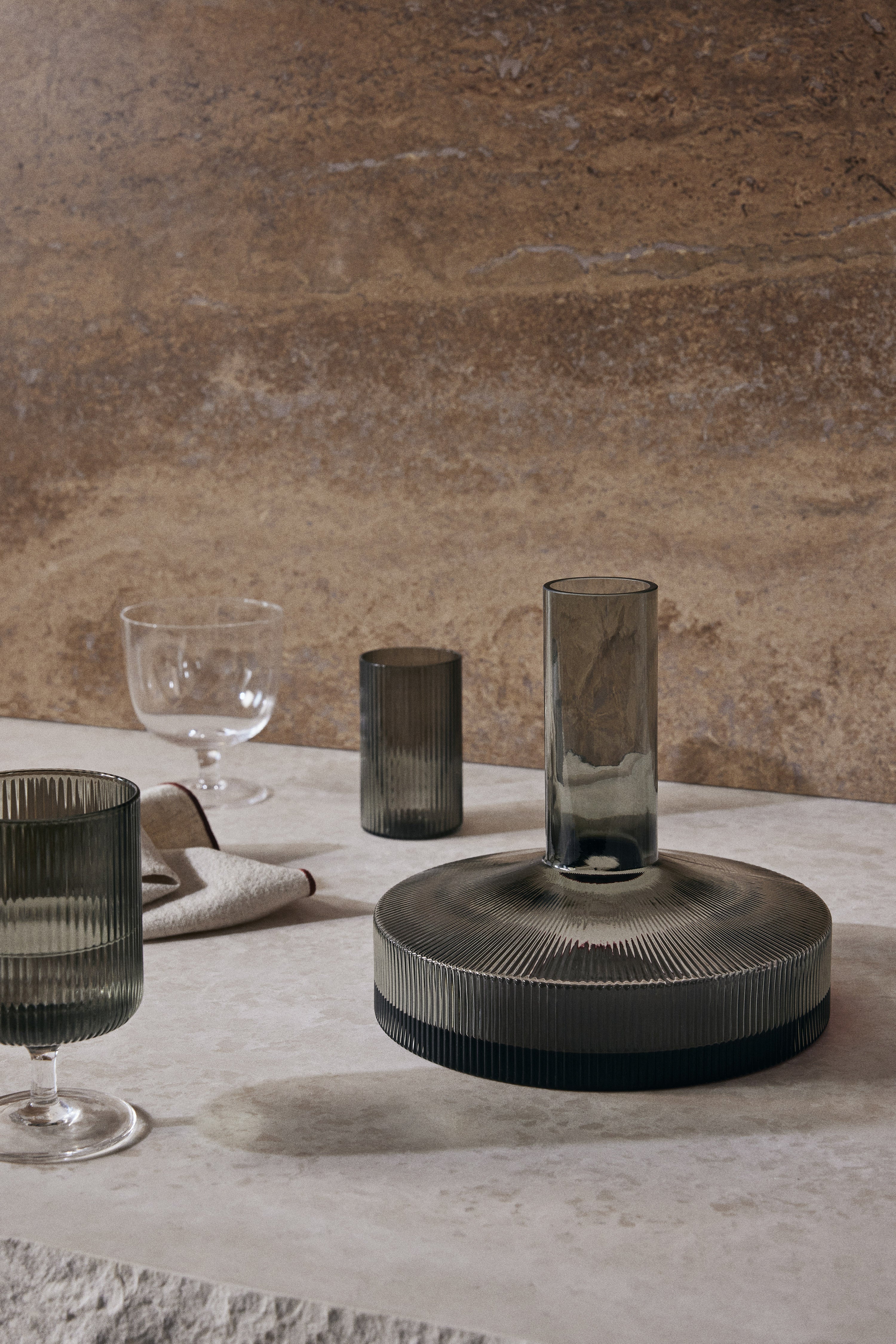Ripple Smoked Glass Wine Carafe