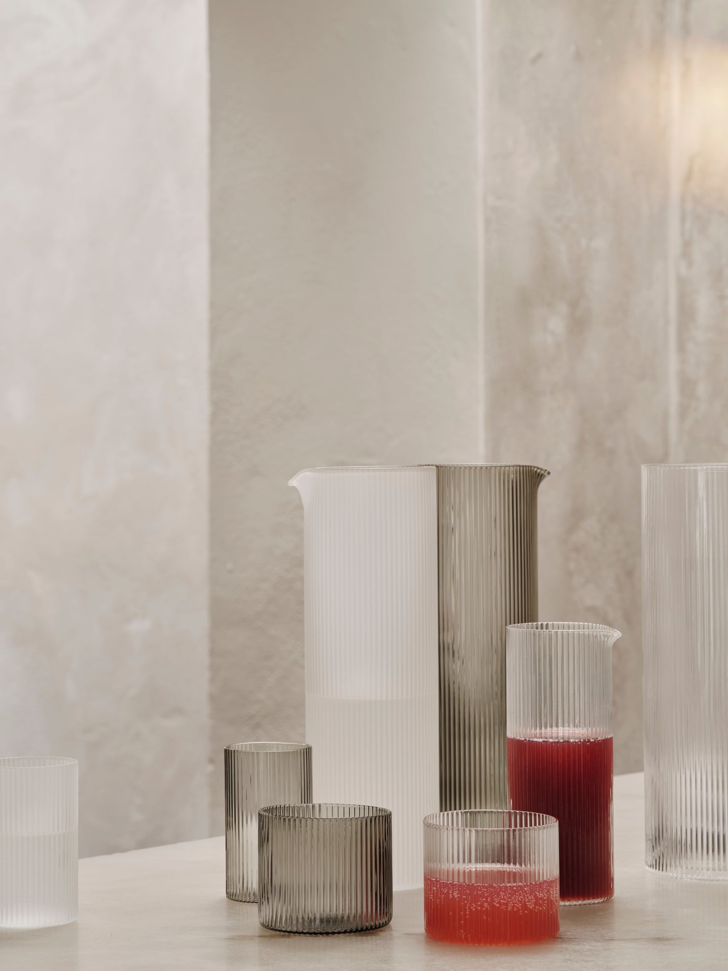 Set von RIPPLE LOW Gläsern aus handgeblasenem Glas