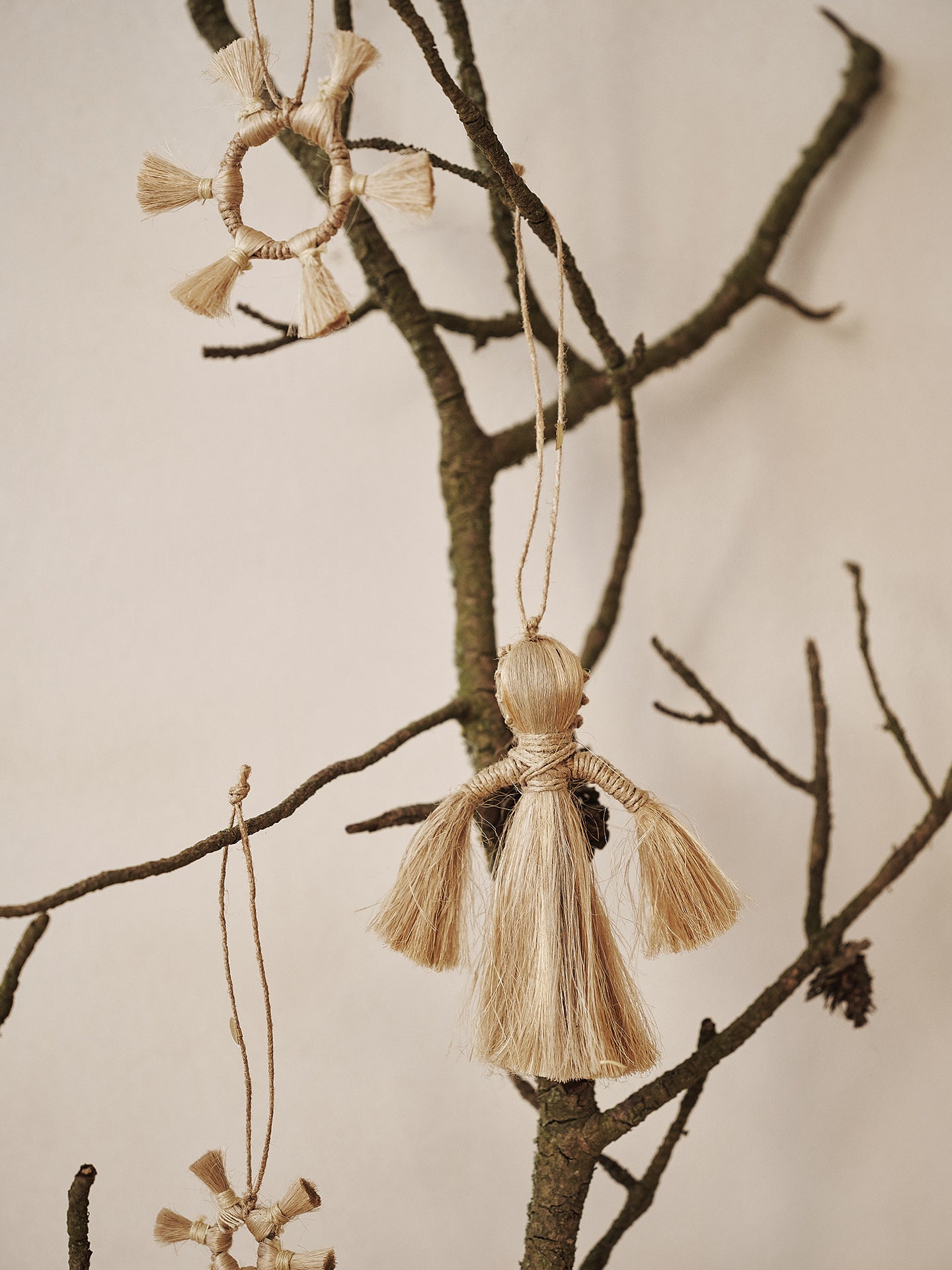 Set von Weihnachtsbaumdekorationen WING ANGELS Jute