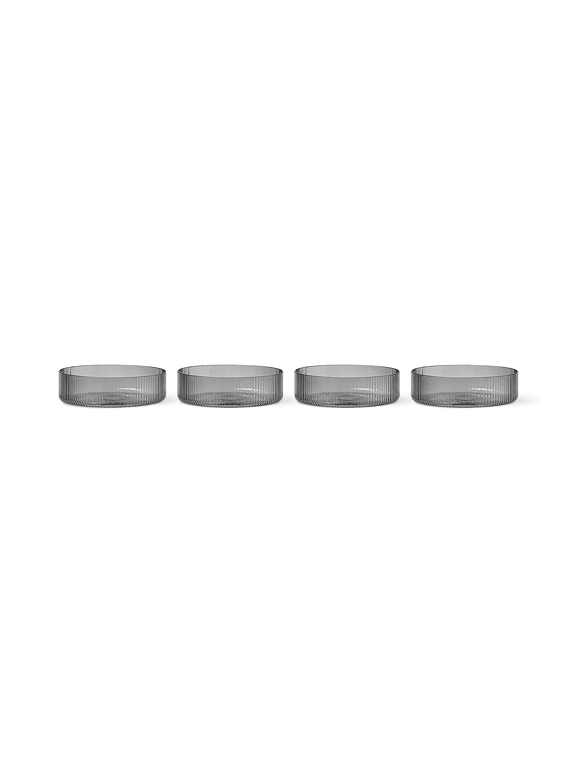 Ripple Set of Smoky Glass Bowls