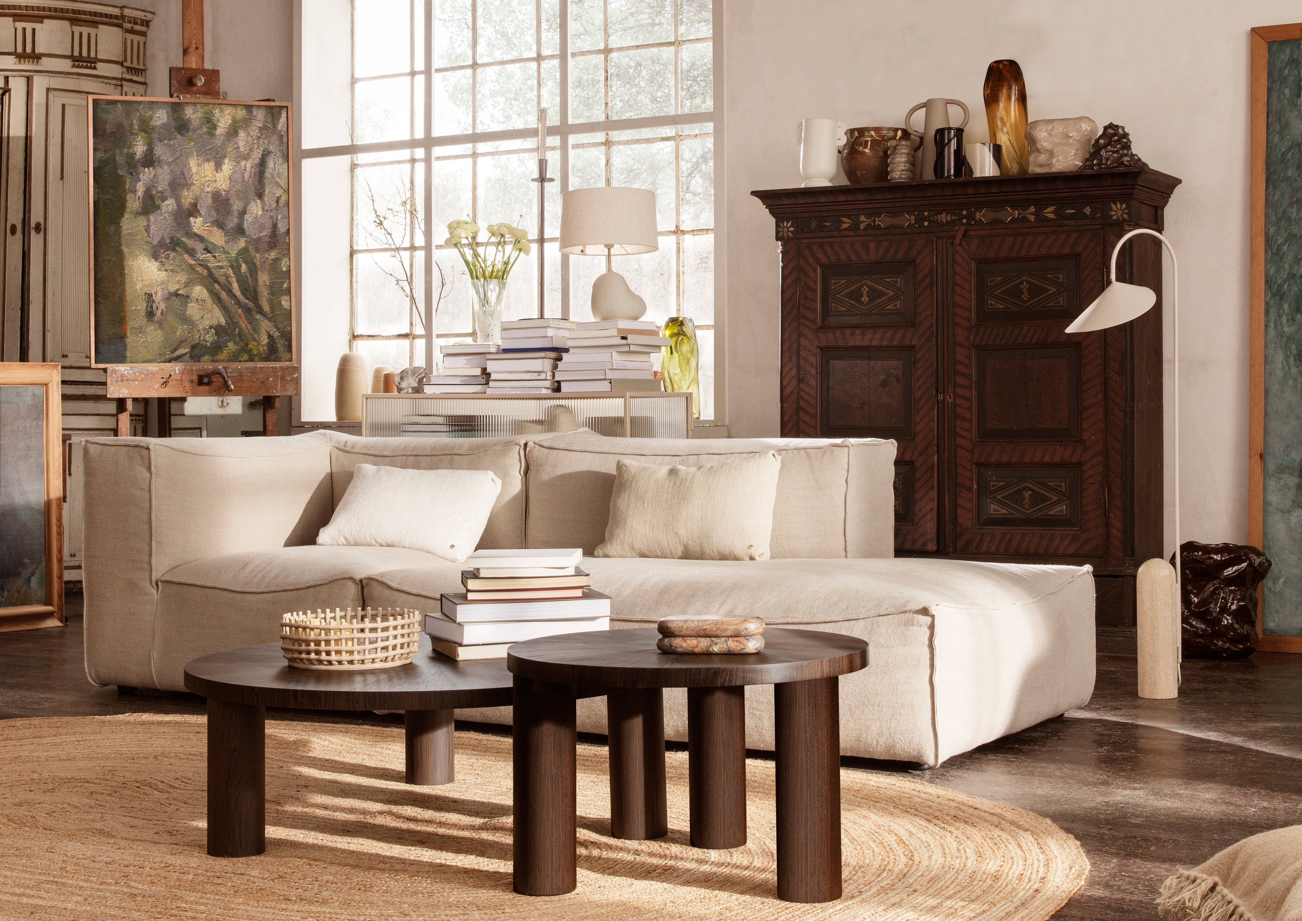 KERAMIK-MITTELAUFSATZ Schale beige 