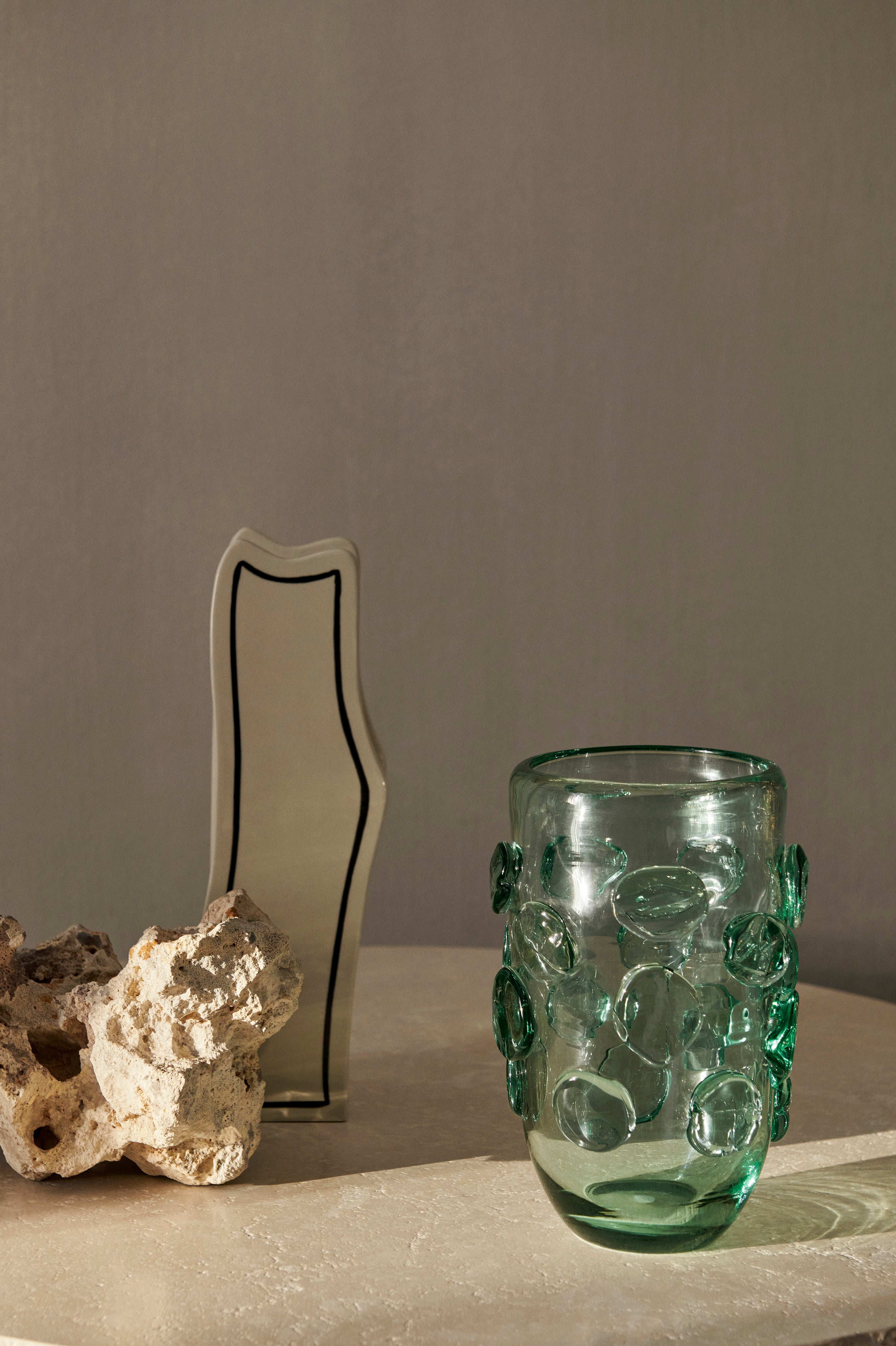 PASTE VASE SLIM vase in broken white with a black pattern