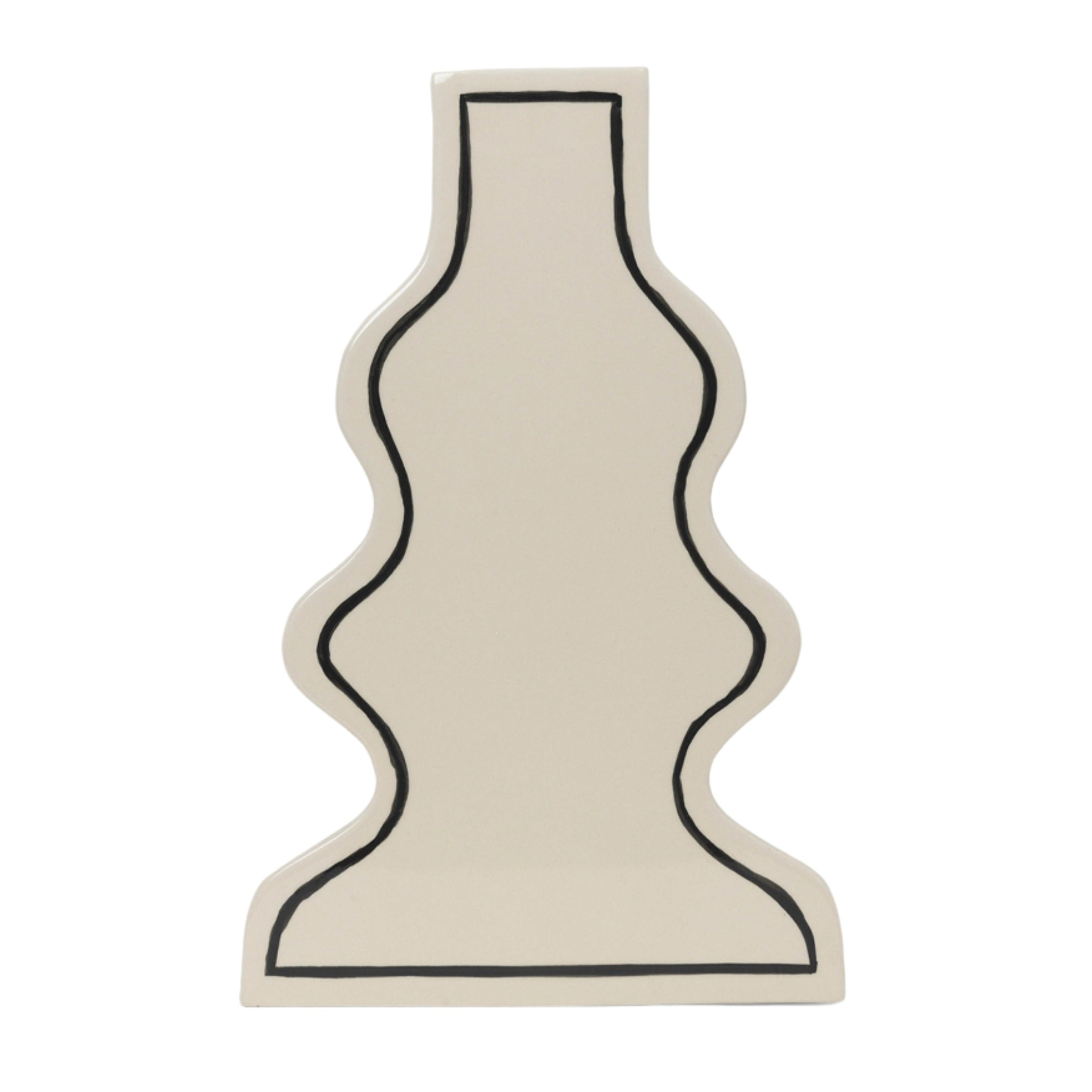 PASTE VASE CURVY Vase cremeweiß mit schwarzem Muster