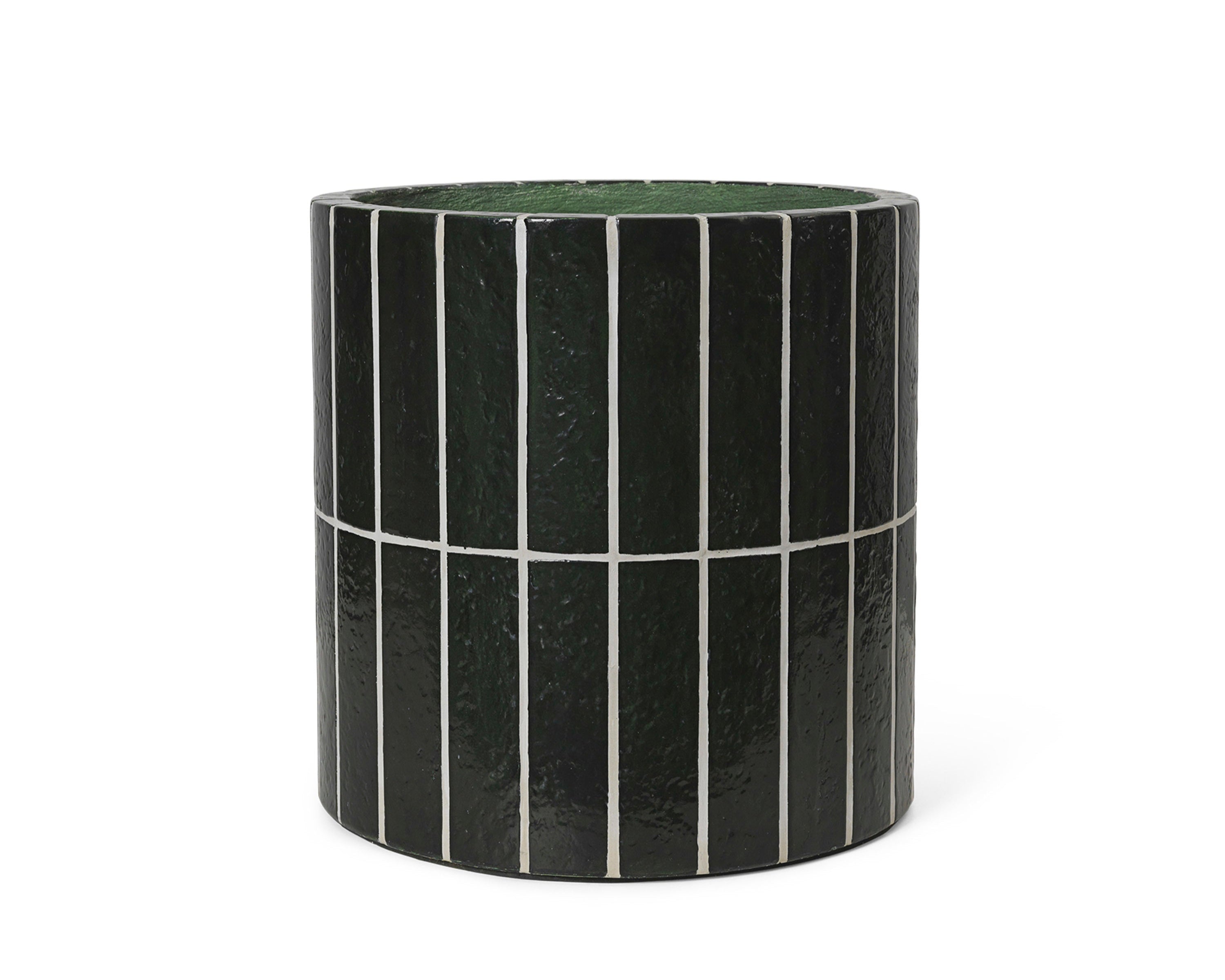 PILLAR PLANT POT dark green concrete with white