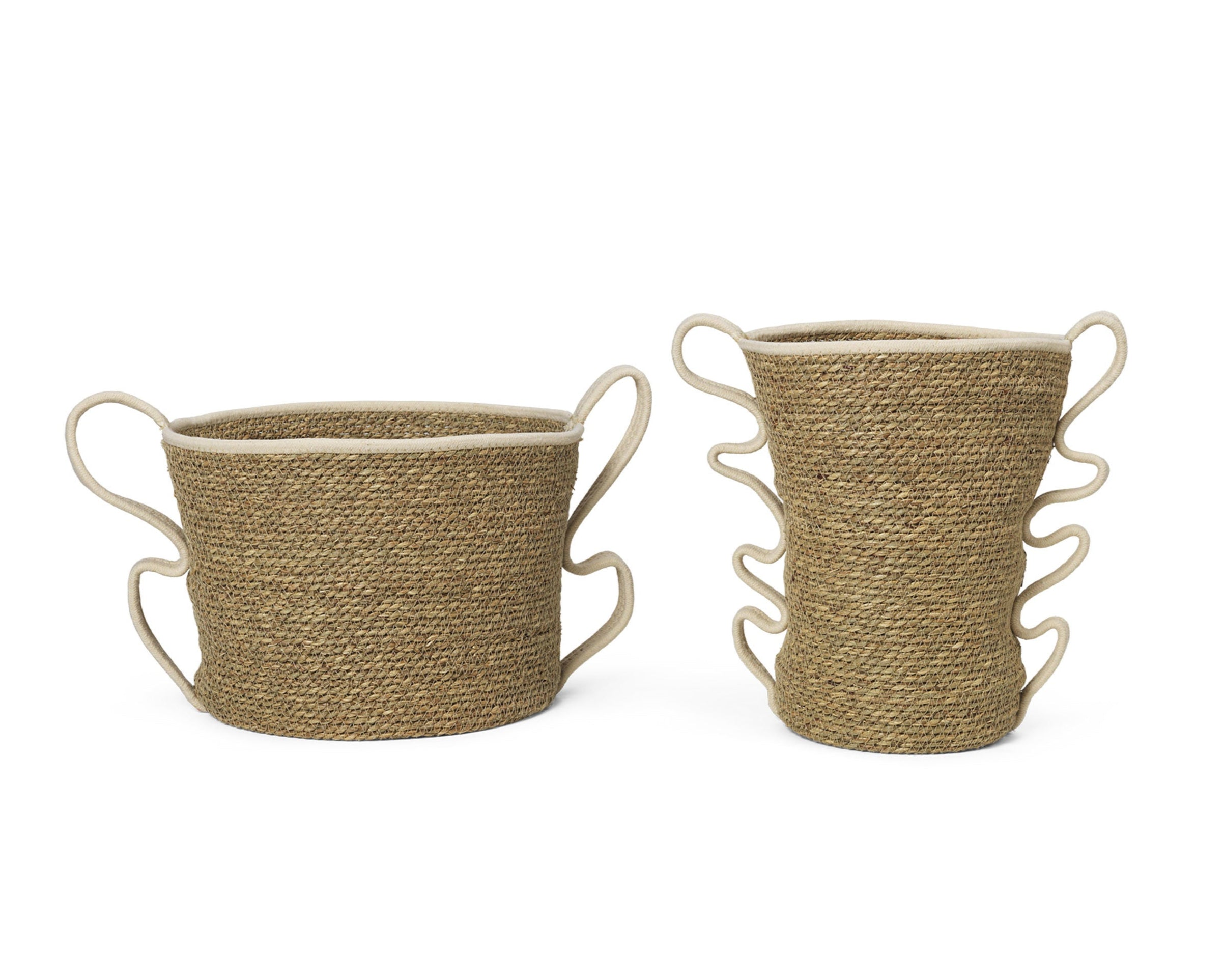 VERSO basket set in sea grass and cotton rope