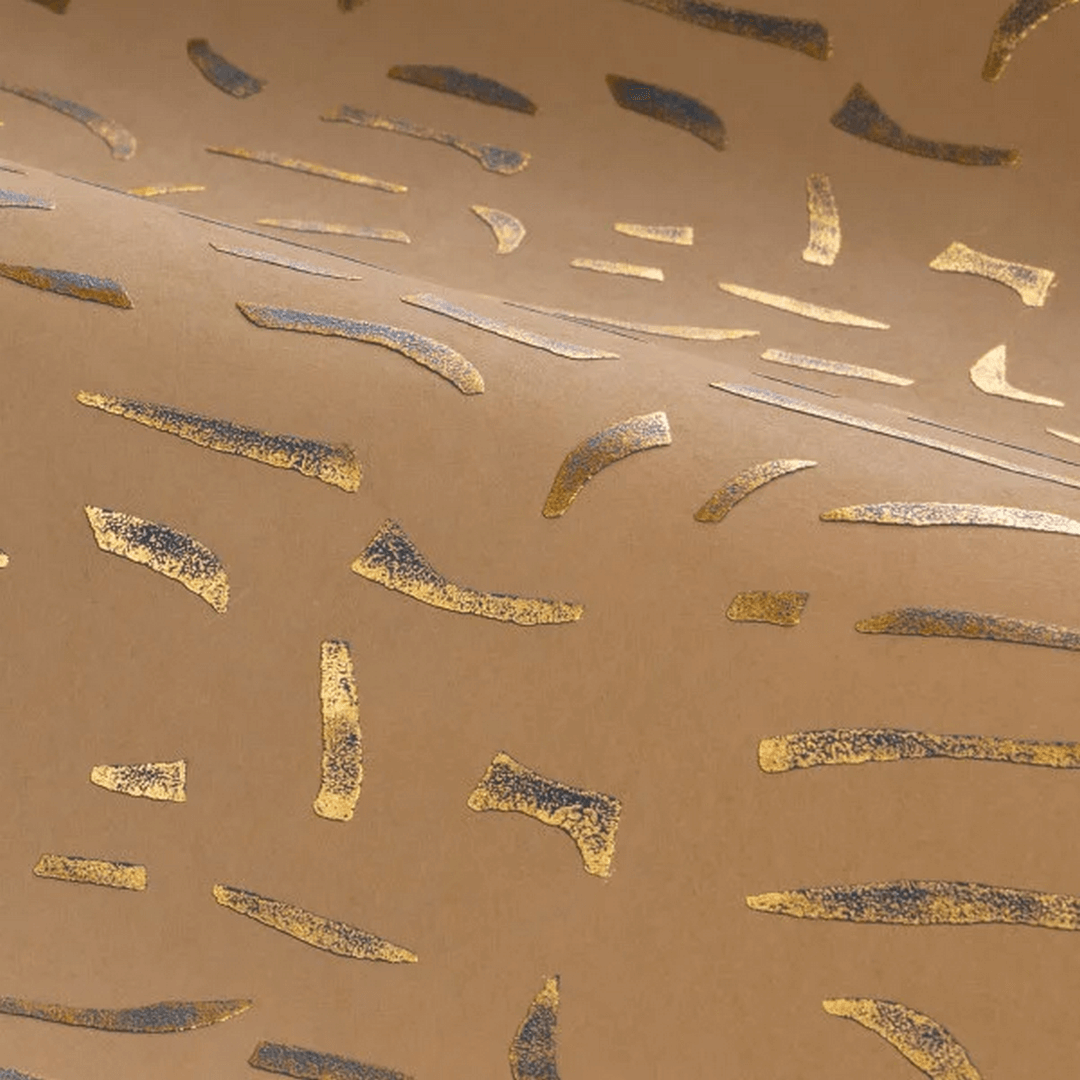 Strukturierte Tapete mit metallic Muster LUMÉIS - TERRE DE SIENNE BRONZE Terrakotta mit Bronze