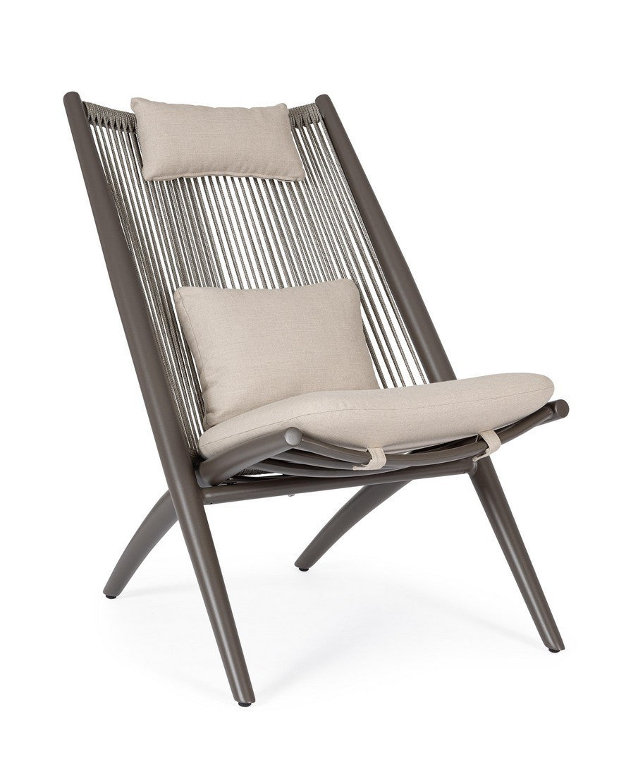 Außenstuhl ALOHA beige mit kakaofarbenem Gestell