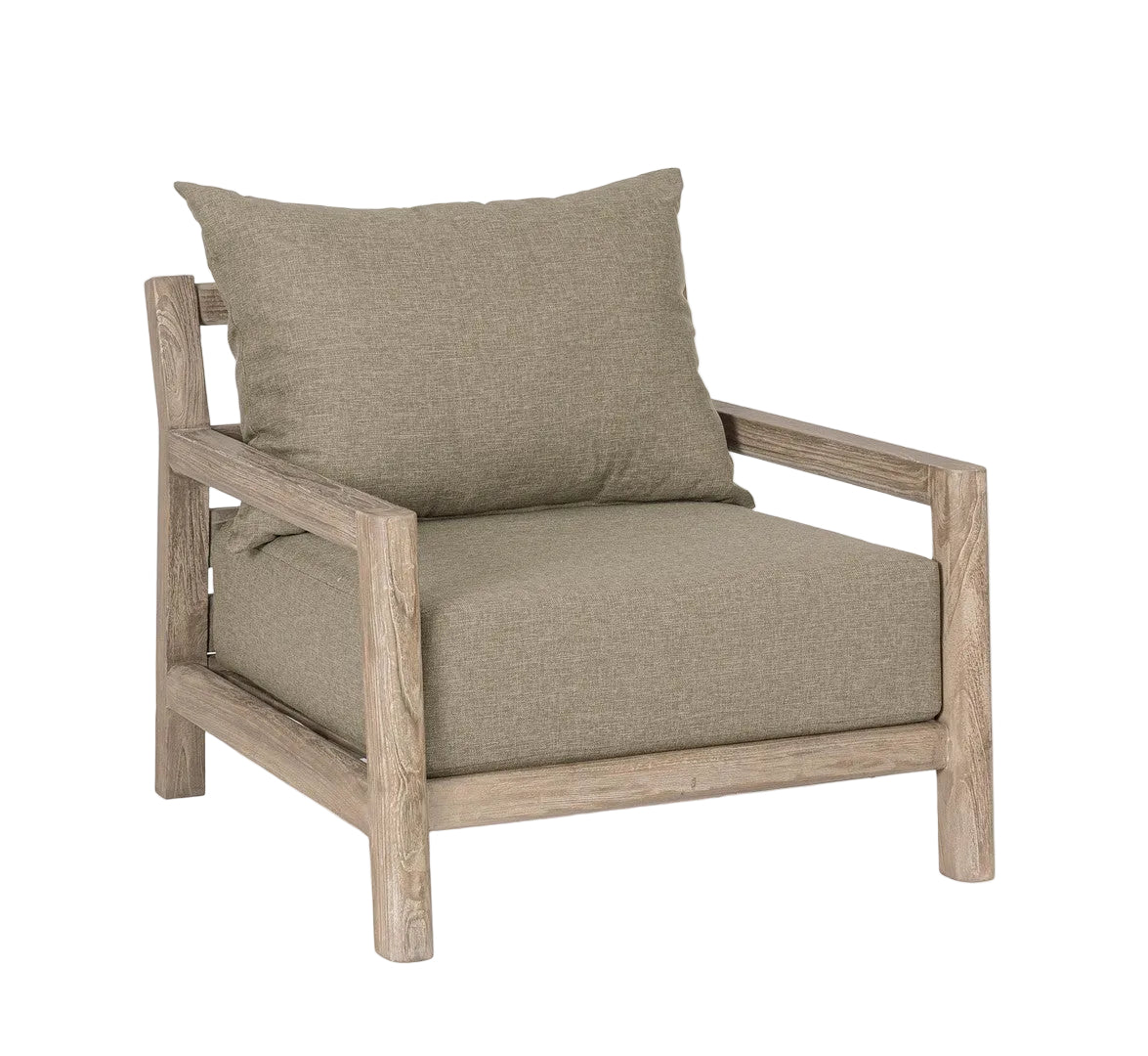Außenstuhl MAYNARD in Beige mit Holzgestell