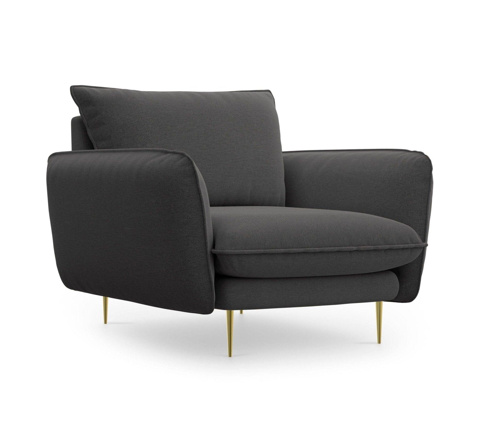 Fotel VIENNA ciemnoszary ze złotą podstawą Cosmopolitan Design    Eye on Design