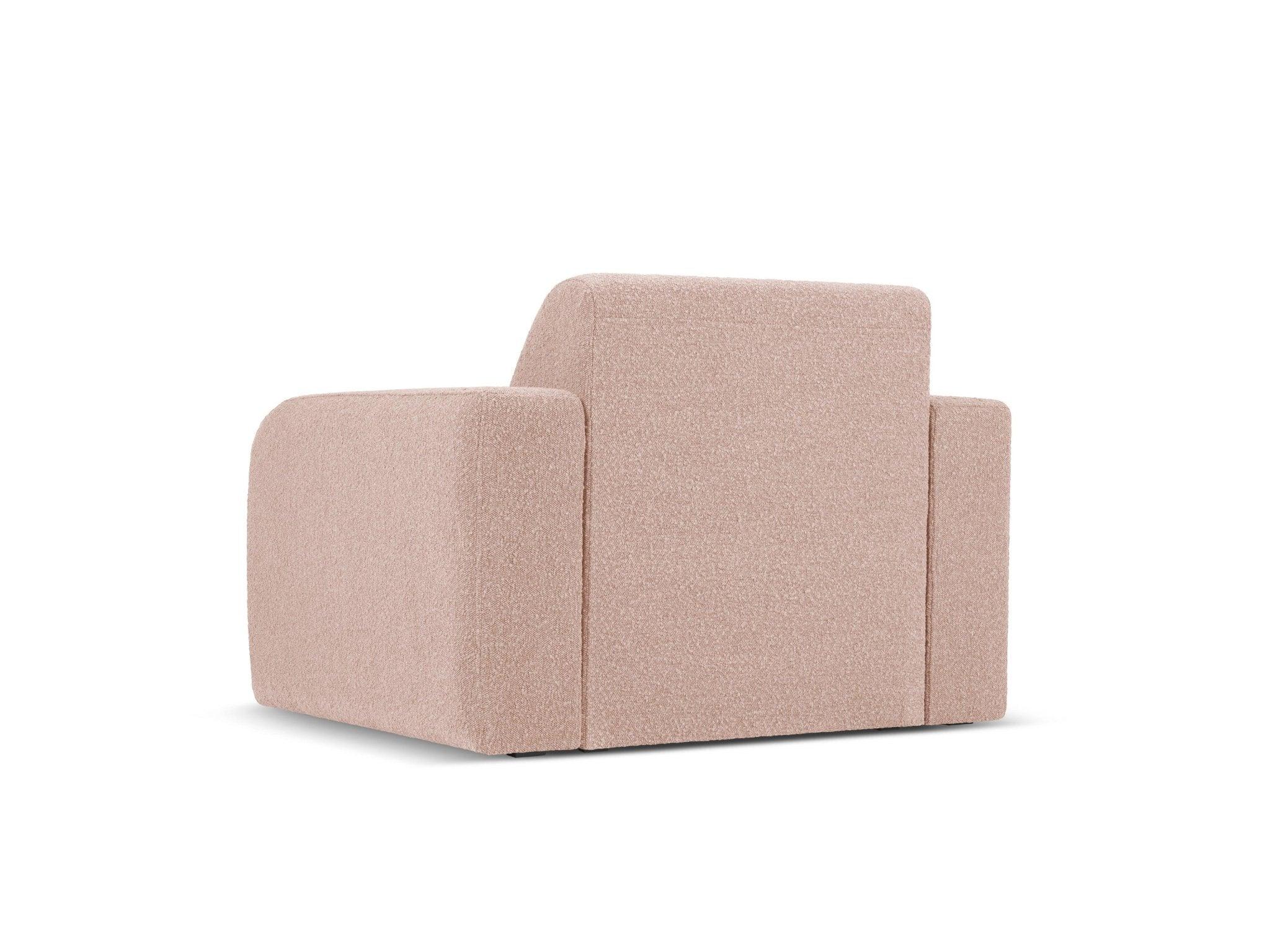 Fotel w tkaninie boucle LOLA różowy – tkanina bouclé