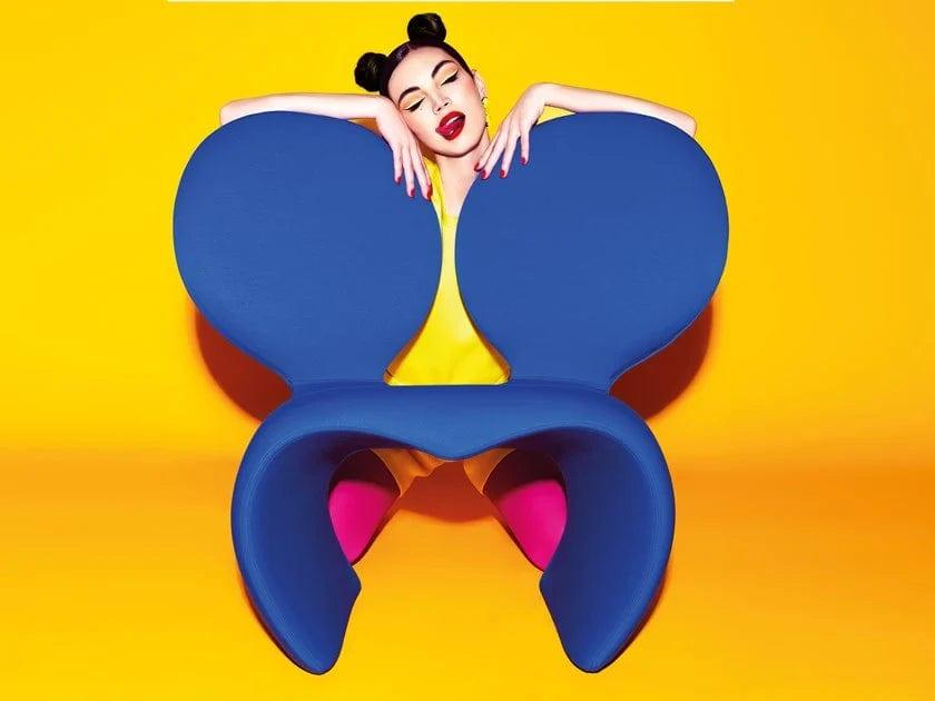 Fotel zewnętrzny DON'T F**K WITH THE MOUSE pomarańczowy Qeeboo    Eye on Design