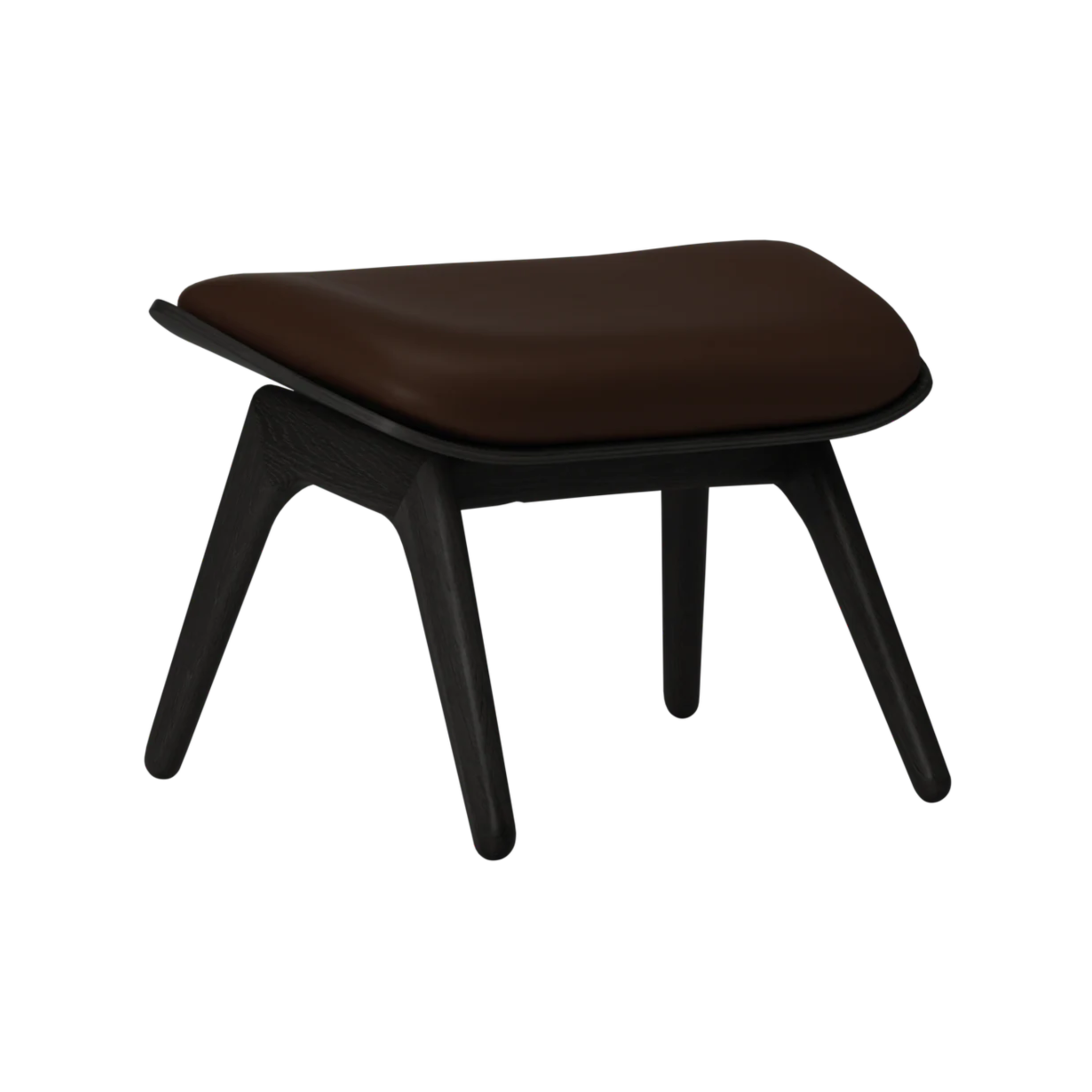 Fußstütze READER braunes Leder mit schwarzem Sockel