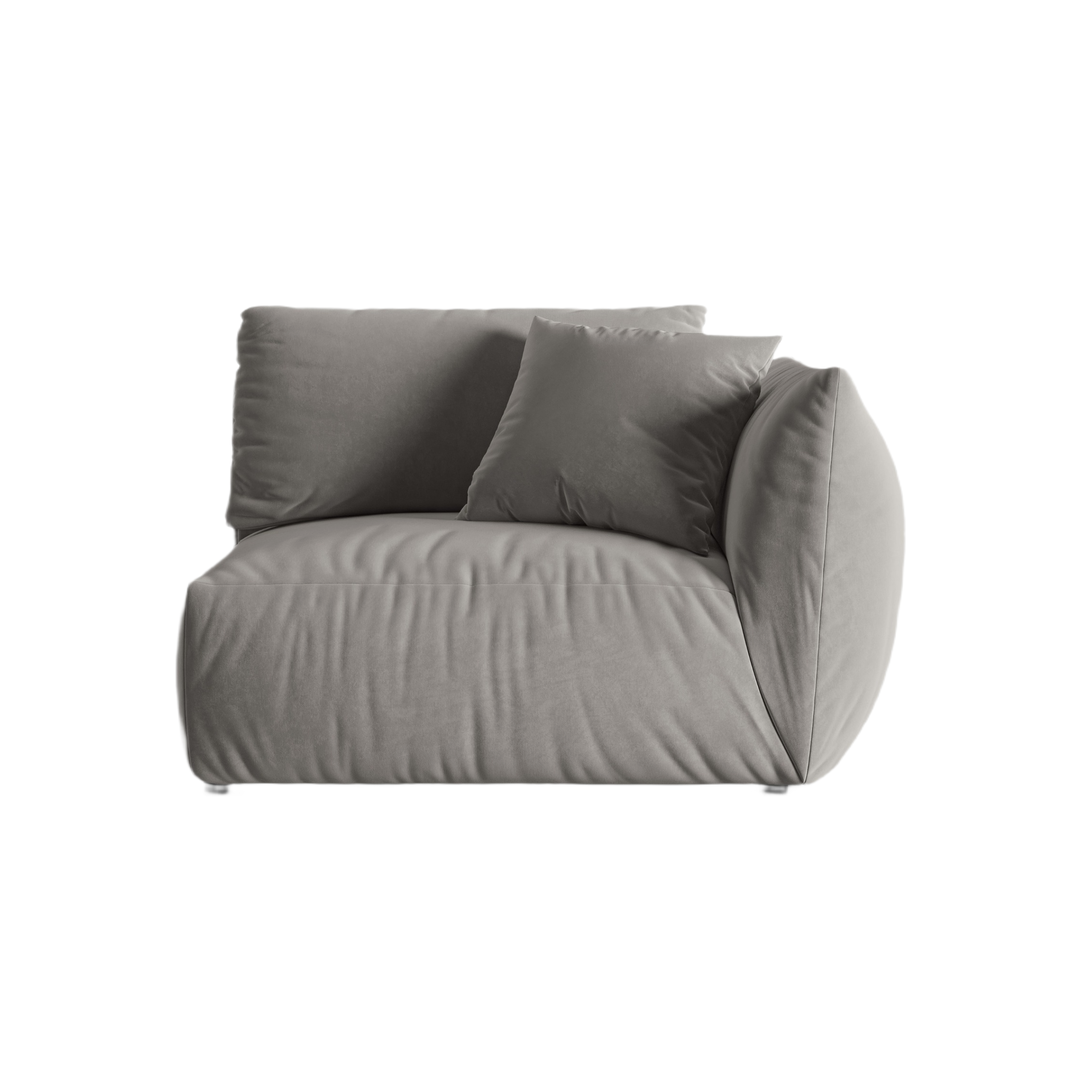 CHRIS Velvet Modular Sofa - Wide Right Element in Gray
