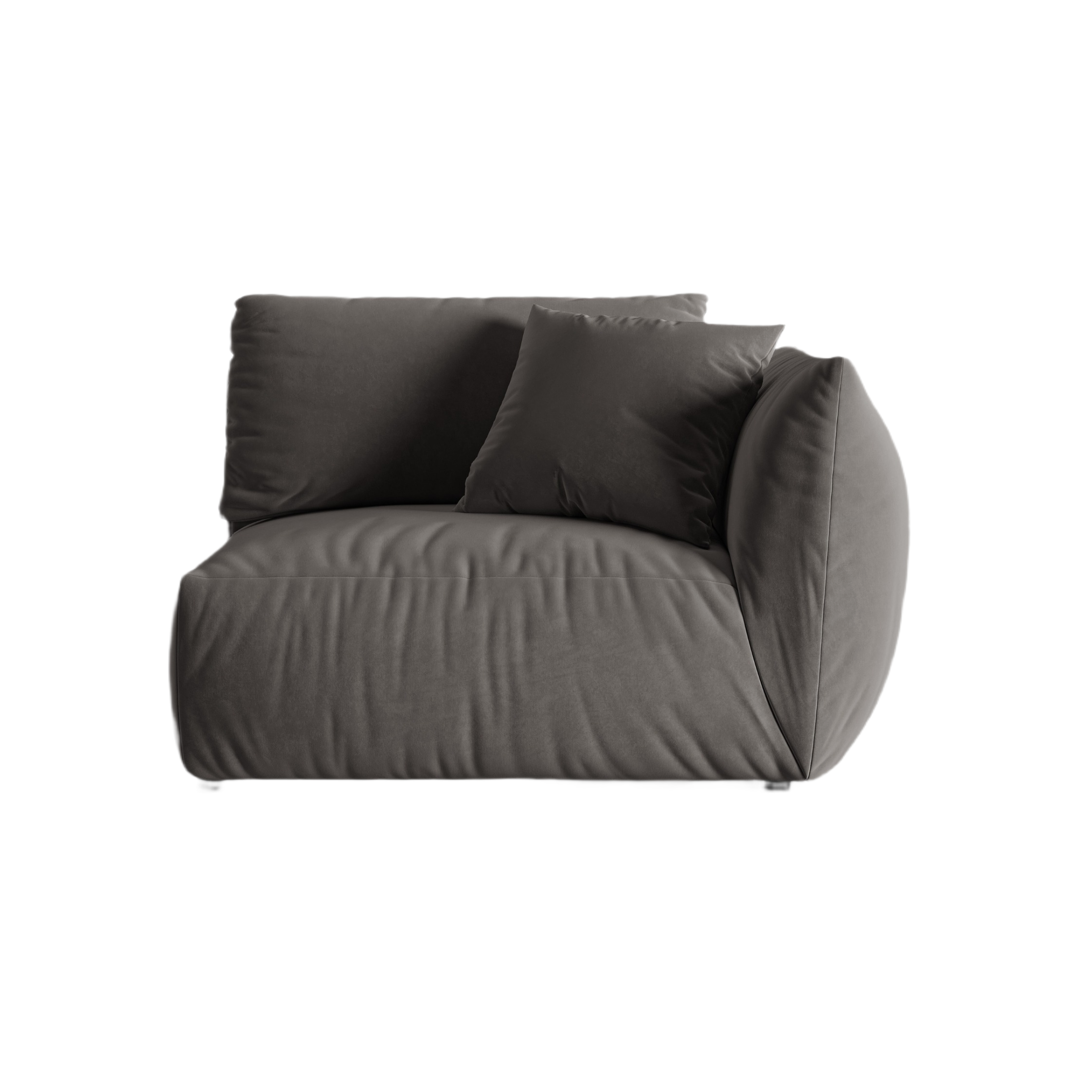 Modulares Samtsofa CHRIS - rechte Element in Dunkelgrau