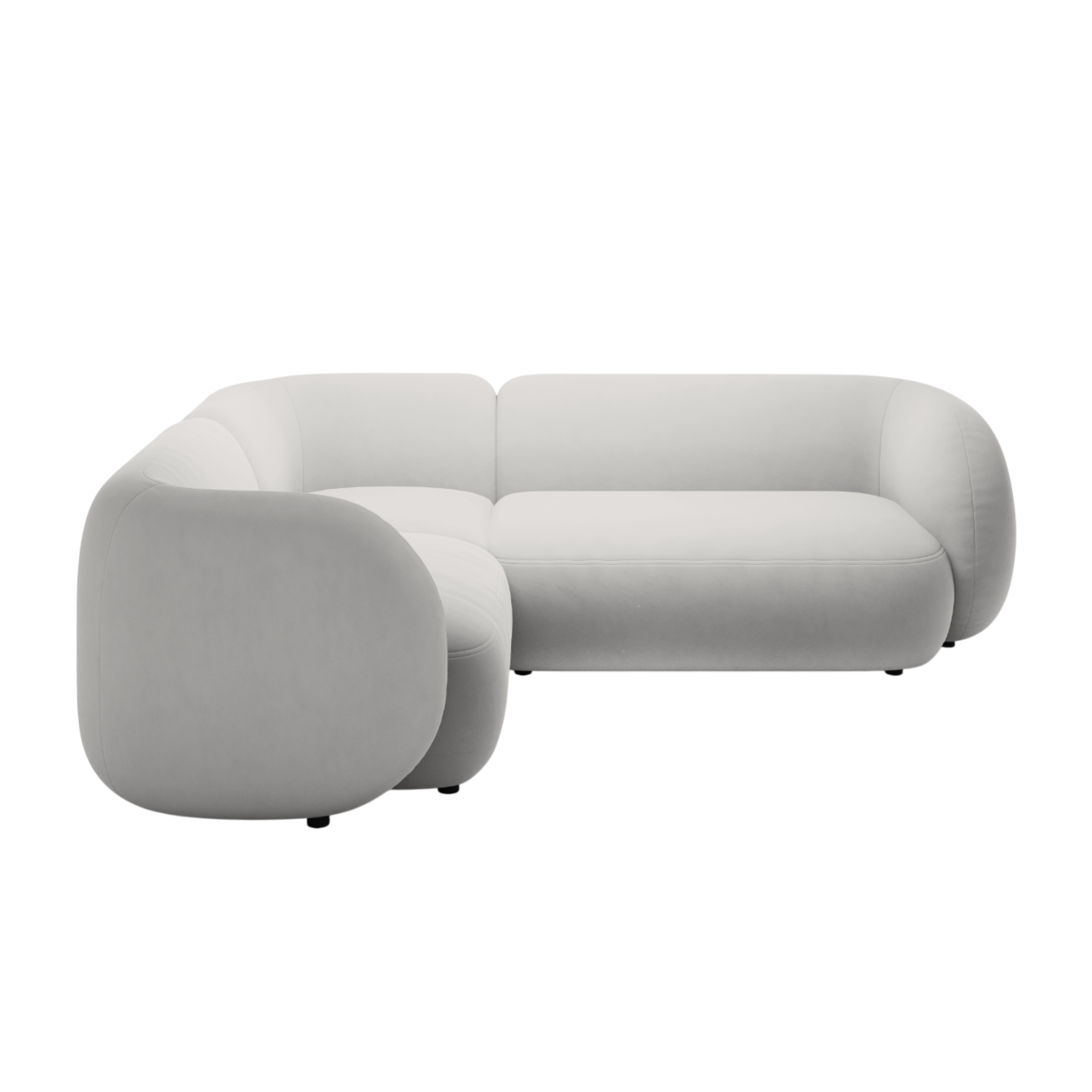 Samt-Ecksofa linksseitig für 4 Personen KATE hellgrau