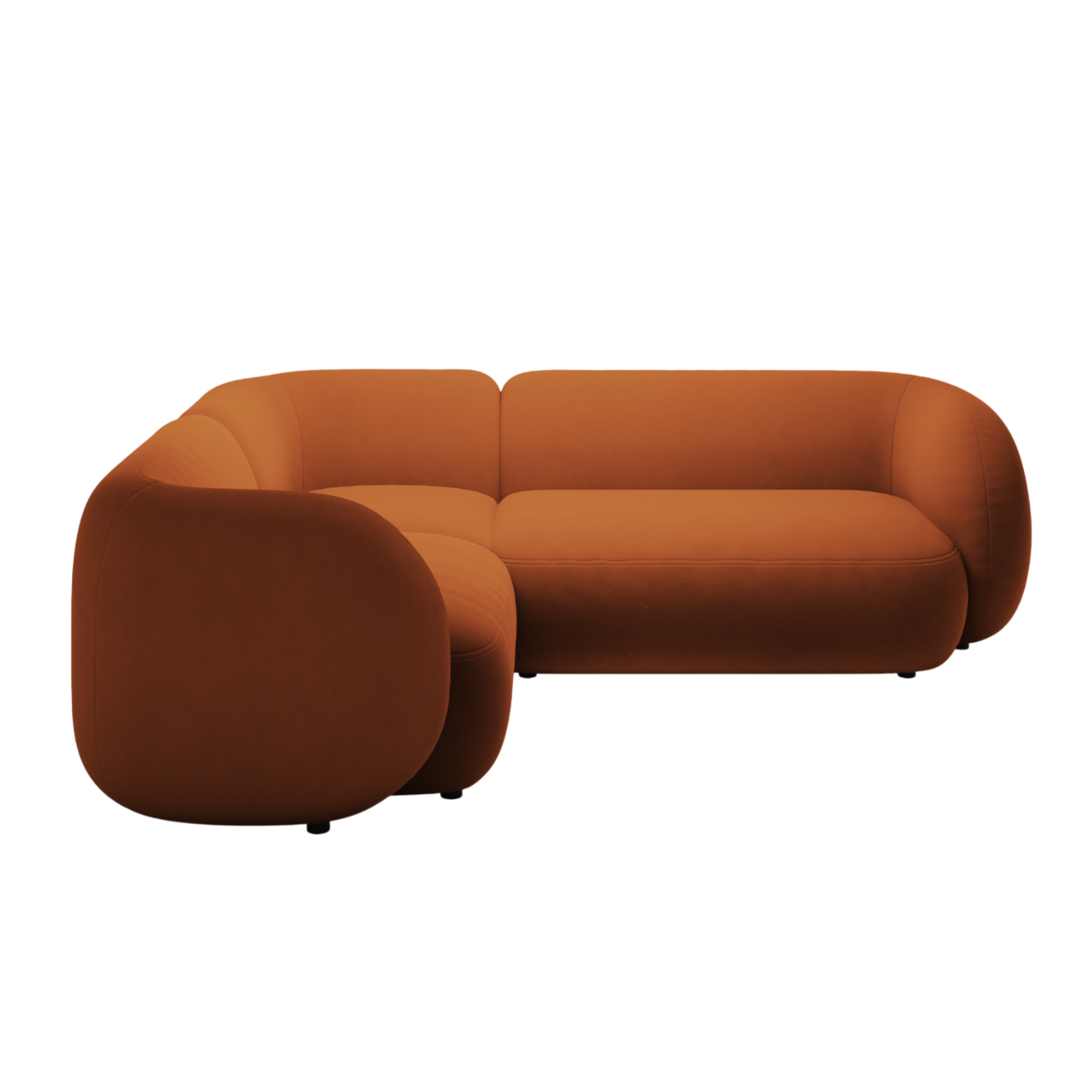 Velvet corner sofa left-sided for 4 people KATE terracotta