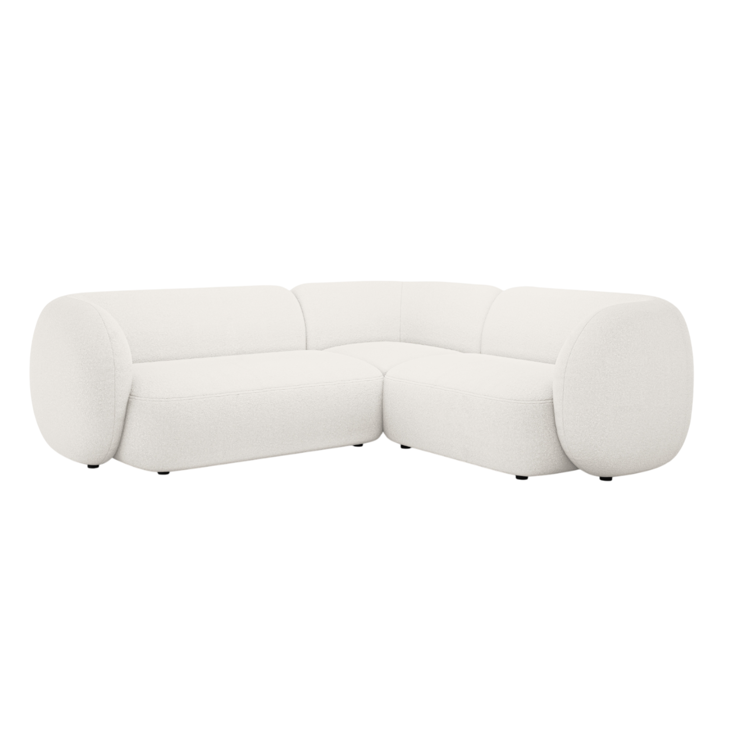 Right-facing 4-seater sofa KATE white boucle