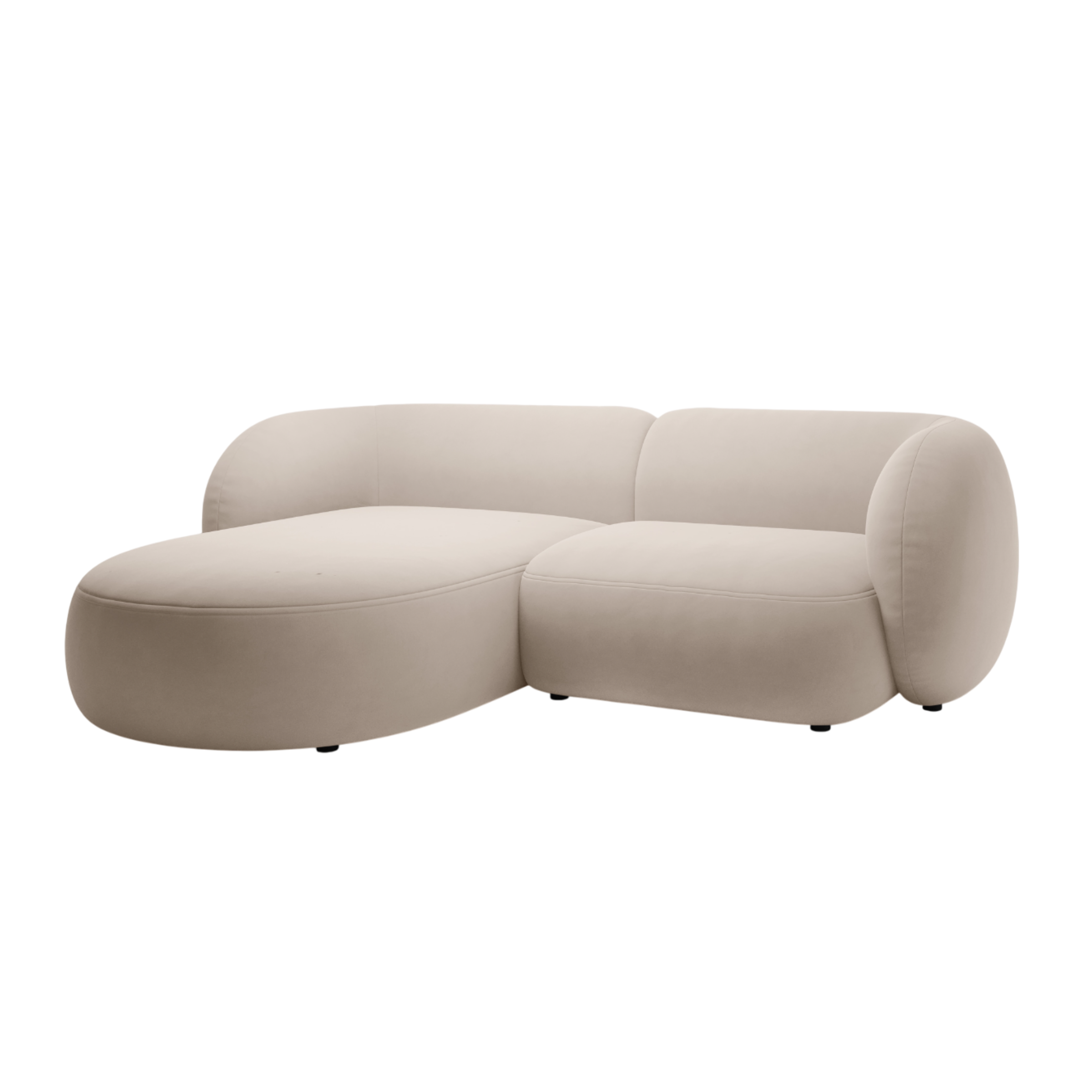 Samt-Ecksofa linksseitig 2-sitzig KATE beige