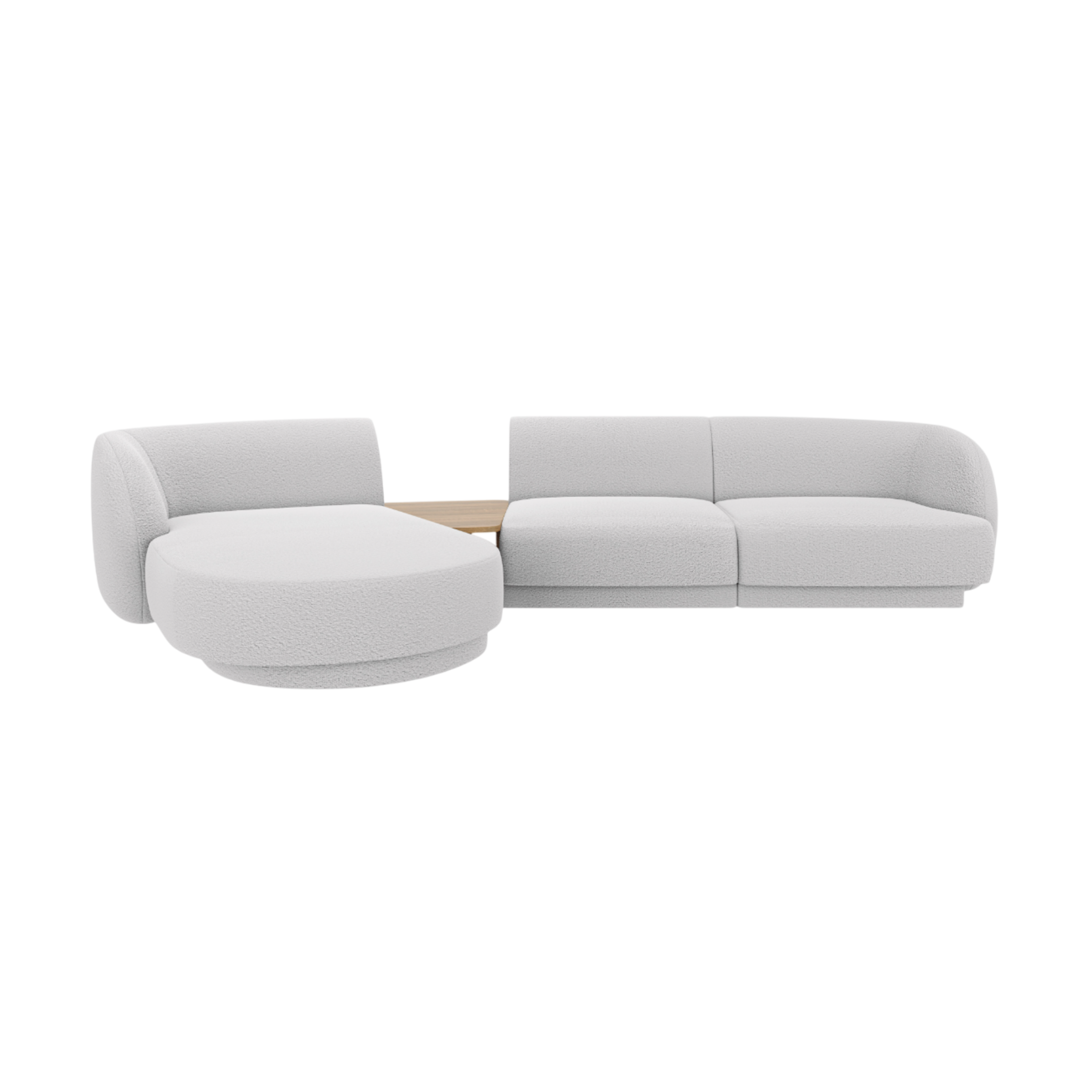 Modular corner sofa with table 3-seater left-sided MILEY light gray boucle