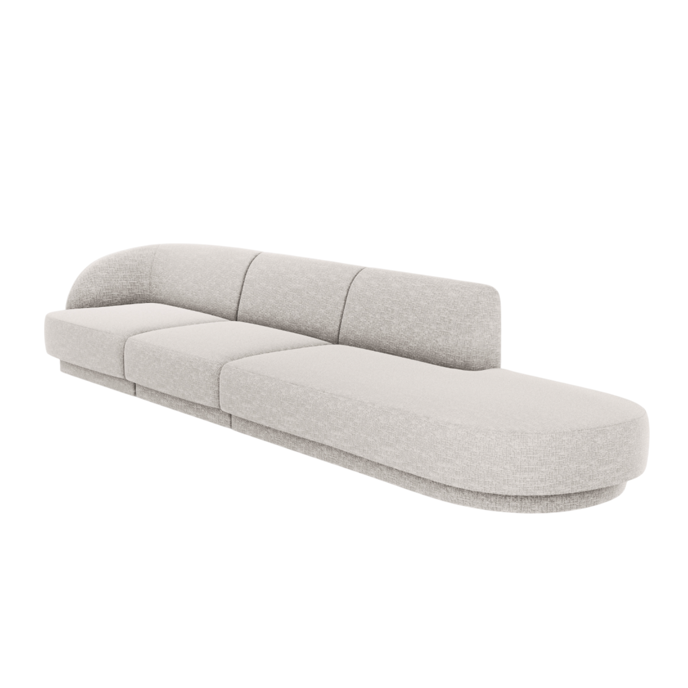 Open right-sided 4-seater sofa MILEY gray chenille