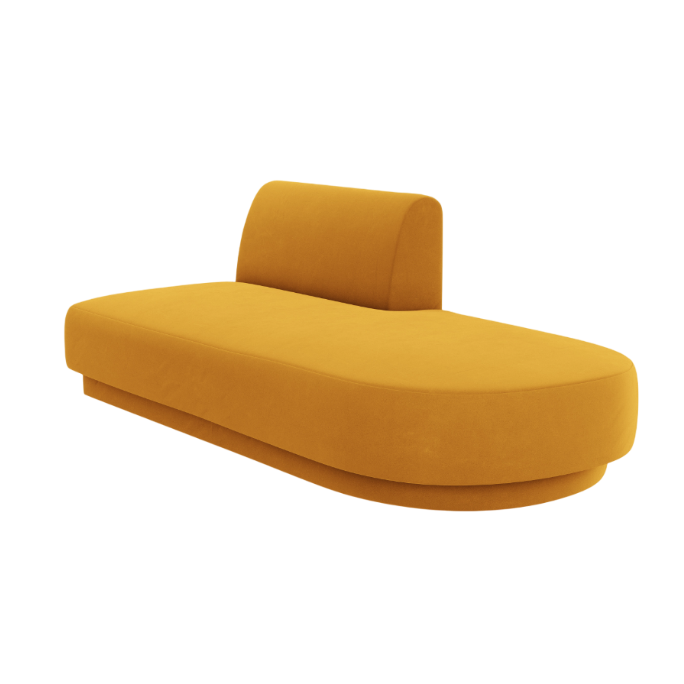 Yellow velvet right-facing 2-seater chaise longue MILEY