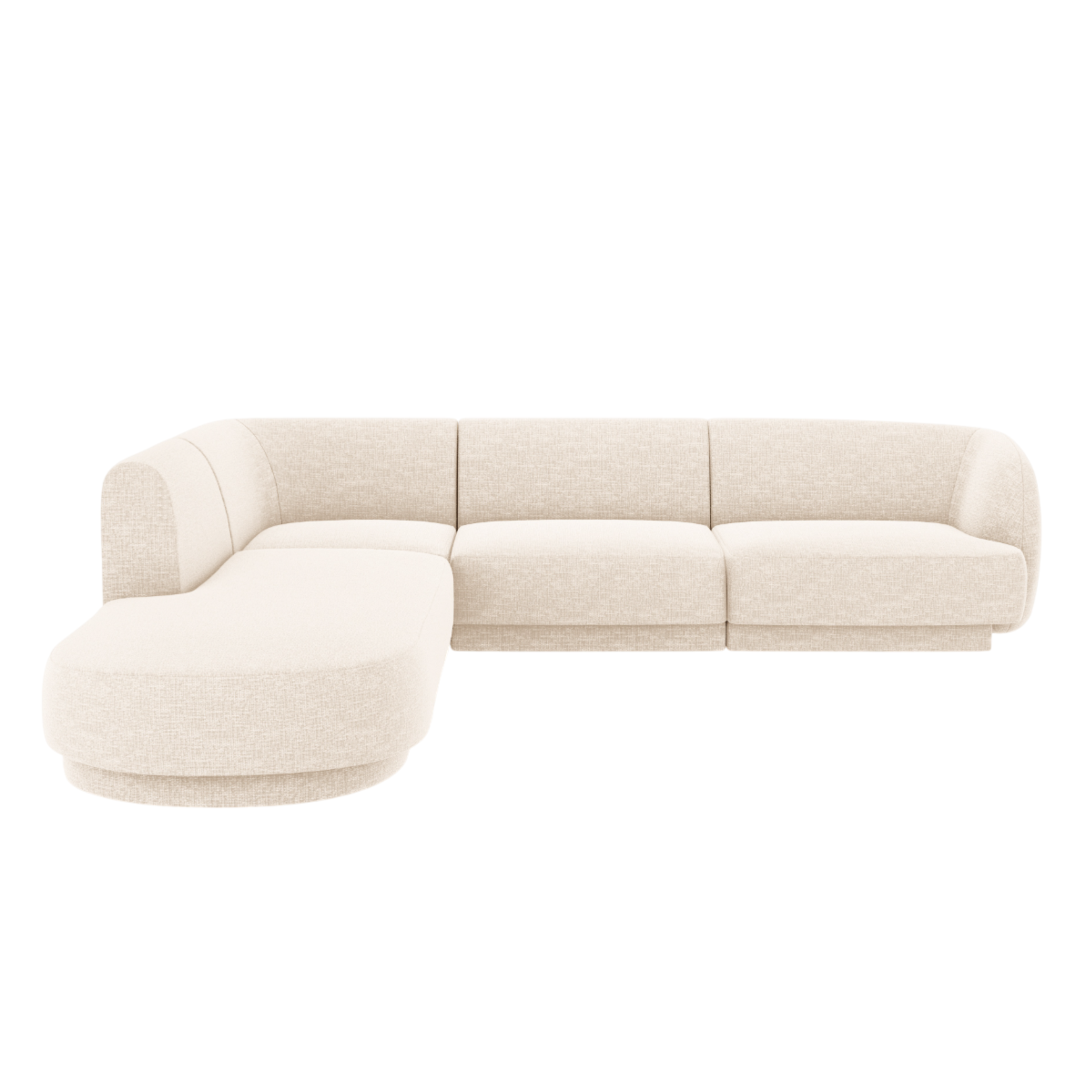 Linksseitiges 6-Sitzer-Sofa MILEY Elfenbein Chenille