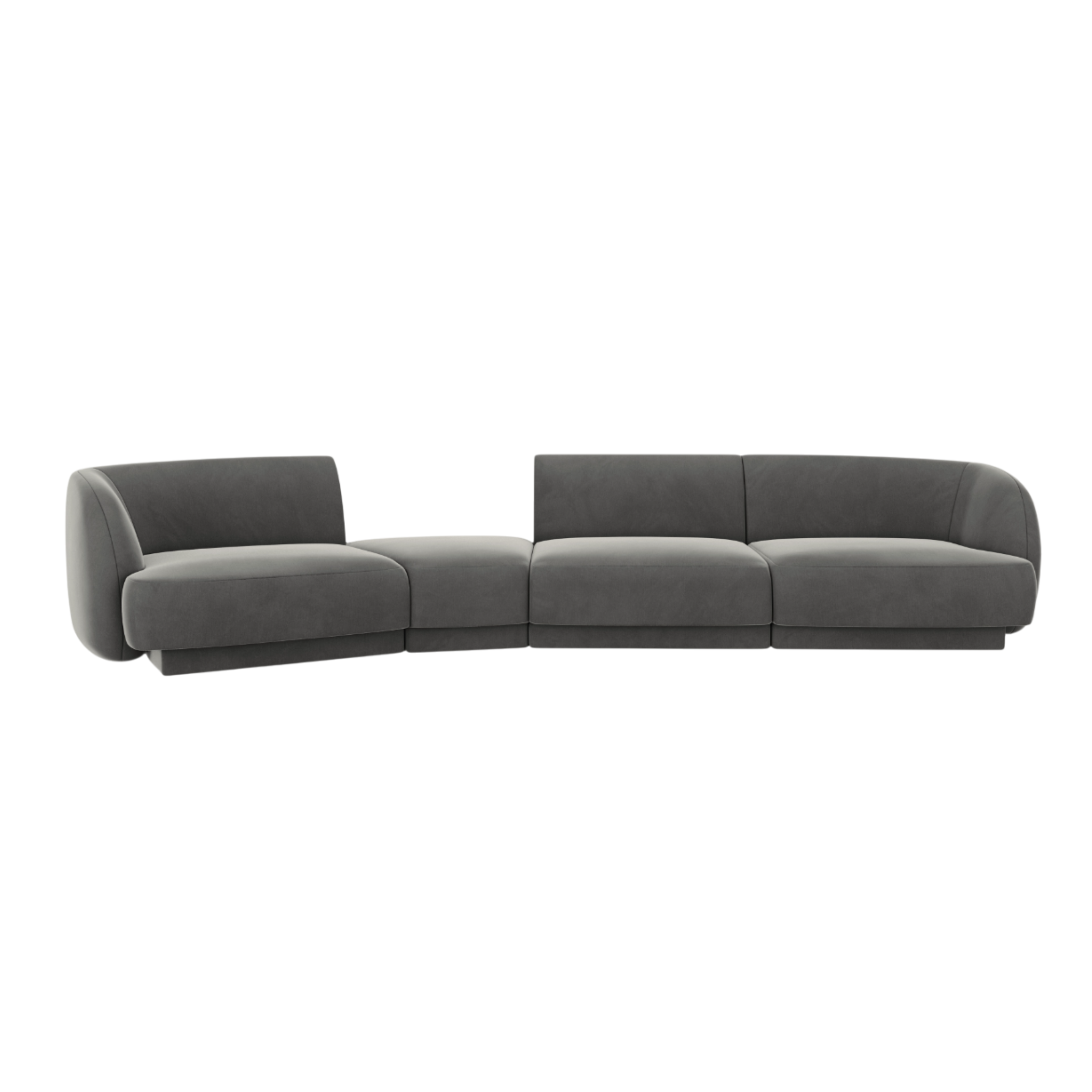 Modulares Sofa linksseitig für 6 Personen aus Samt MILEY hellgrau