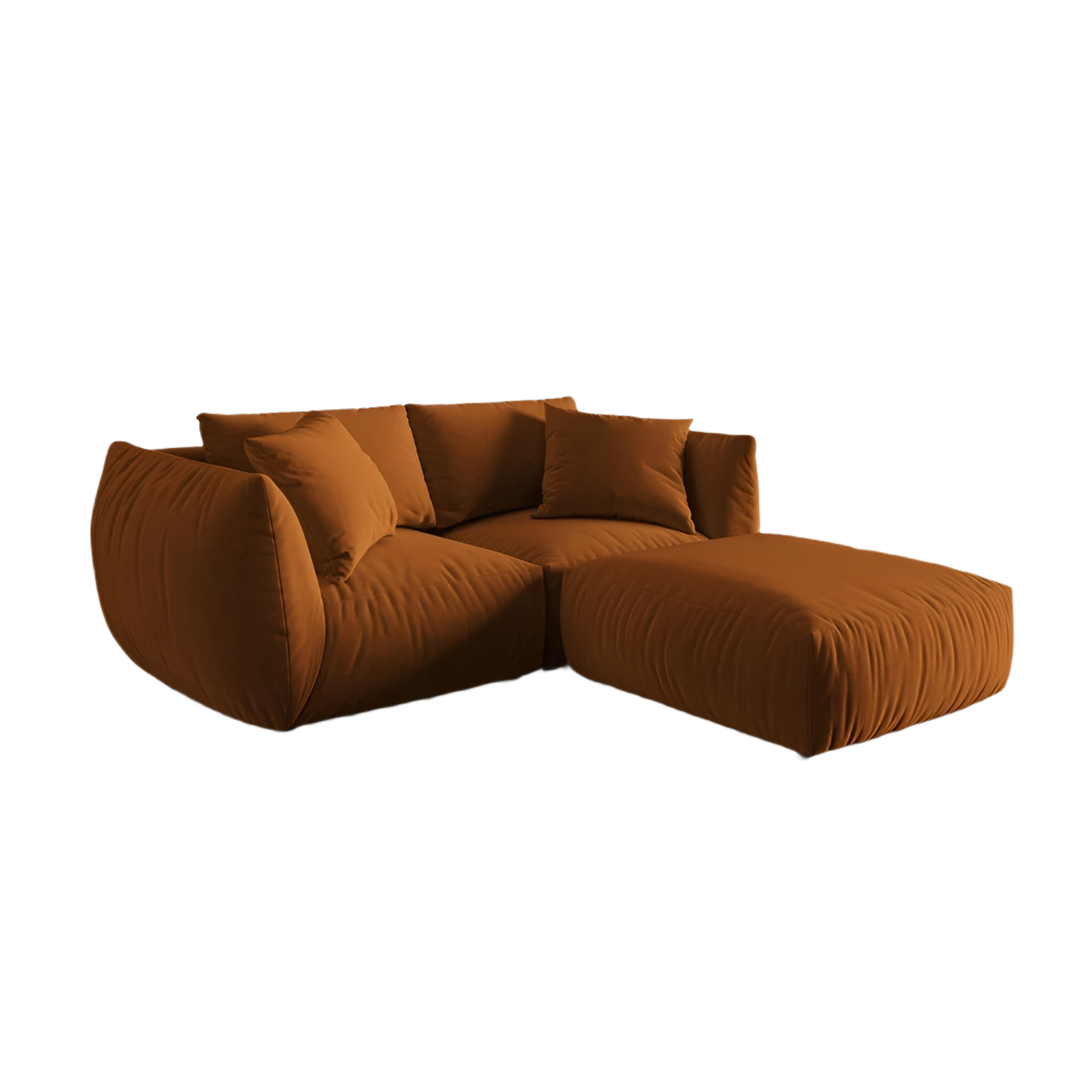Left-facing velvet corner sofa CHRIS terracotta