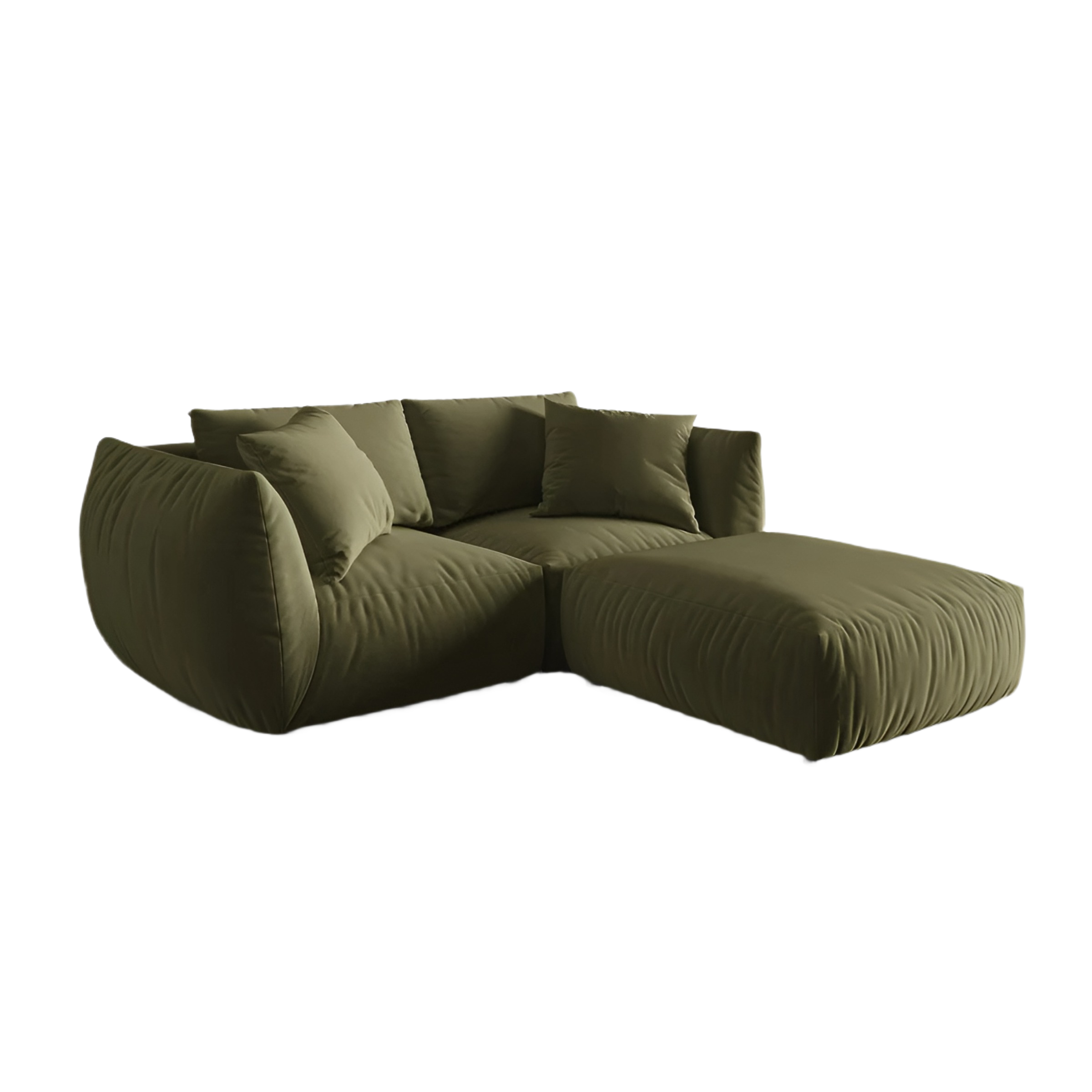 Left-facing velvet corner sofa CHRIS light green