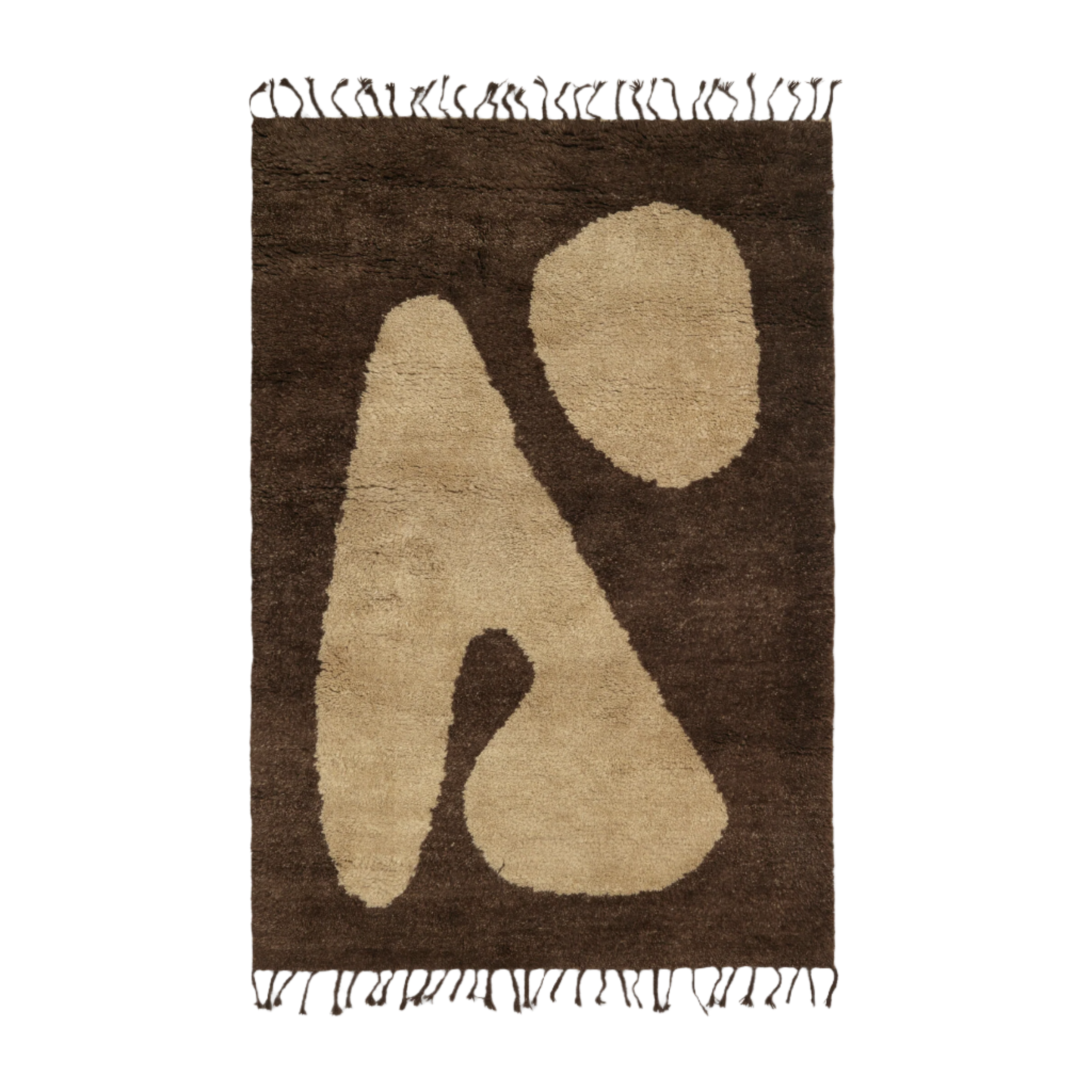 ABSTRACT brown long pile rug with beige