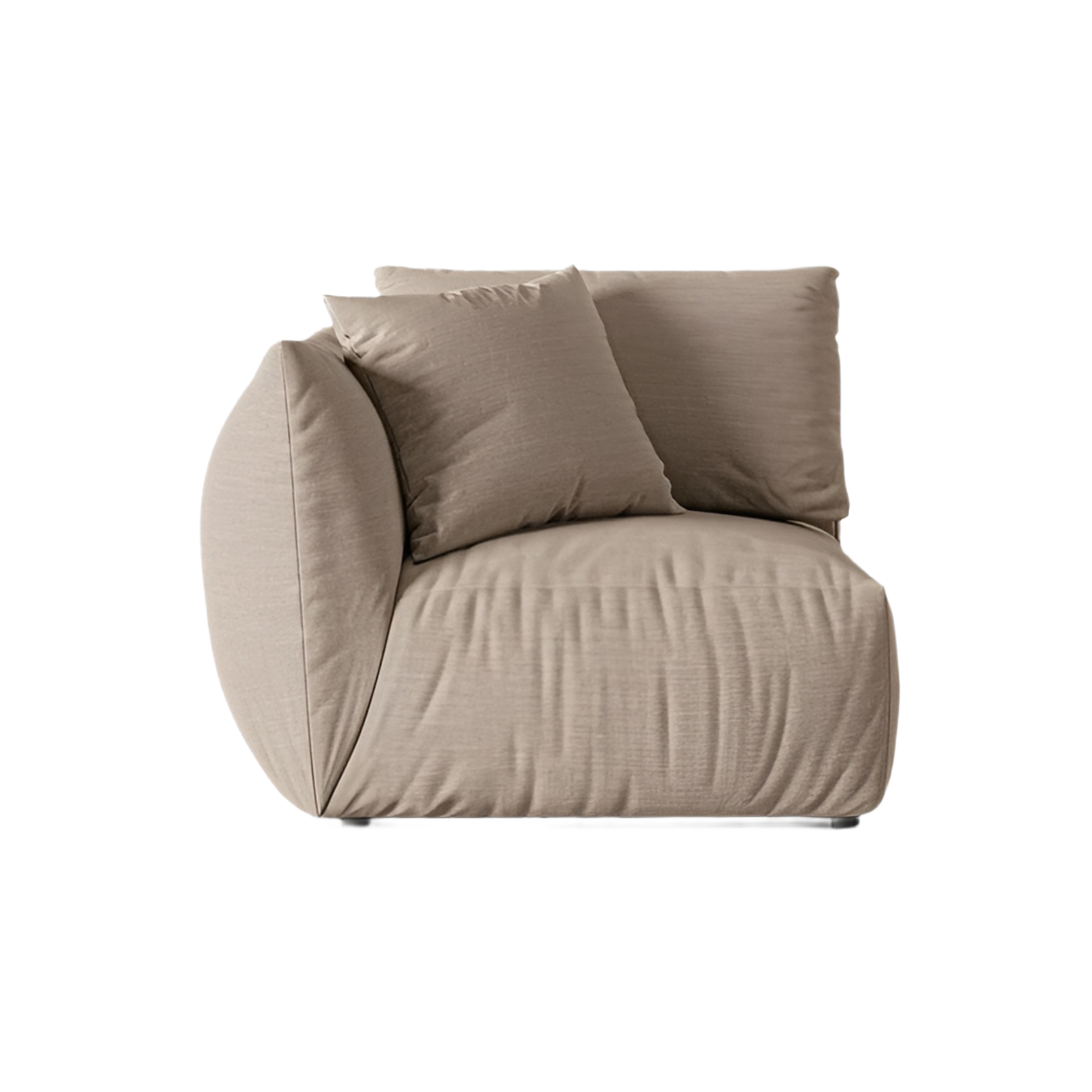 Modulares Sofa CHRIS - linkes Element aus sandfarbenem Chenille