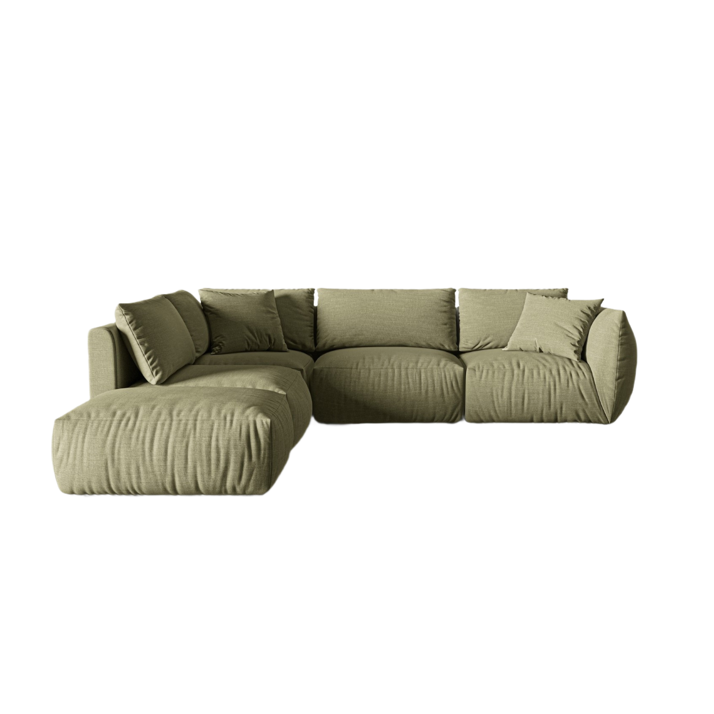 Modulares Ecksofa für 4 Personen, linksseitig, CHRIS, grün, Chenille